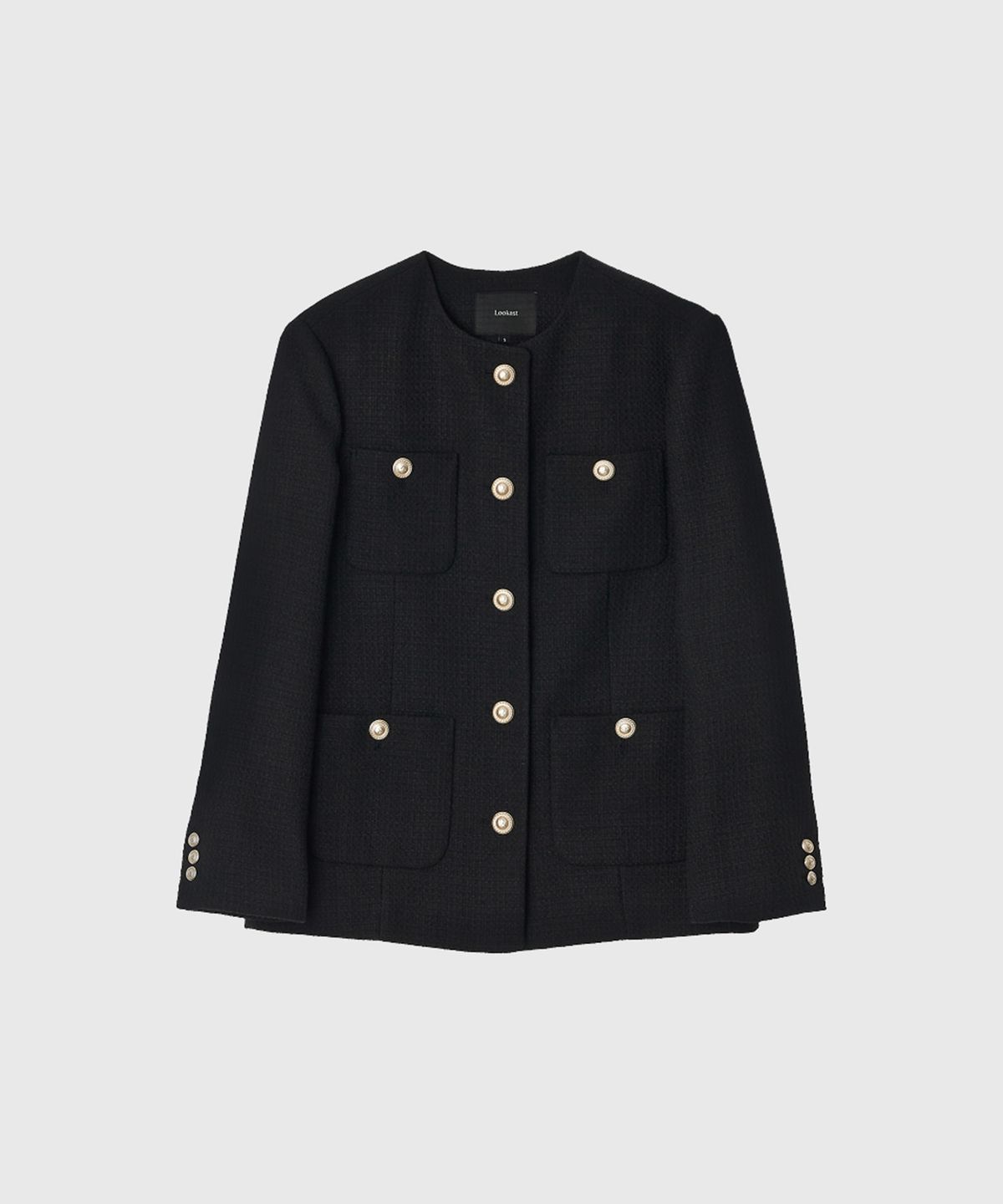룩캐스트(LOOKAST) 세레나 트위드 하프 자켓_블랙 / SERENA TWEED HALF JACKET_BLACK