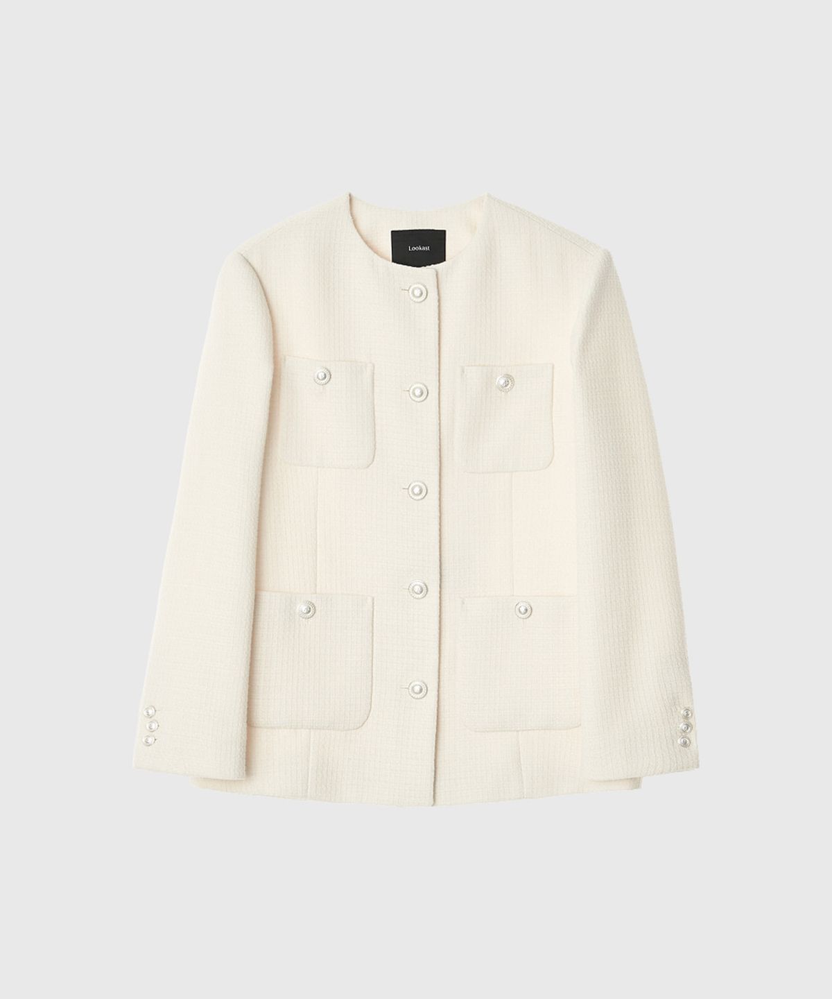 룩캐스트(LOOKAST) 세레나 트위드 하프 자켓_아이보리 / SERENA TWEED HALF JACKET_IVORY