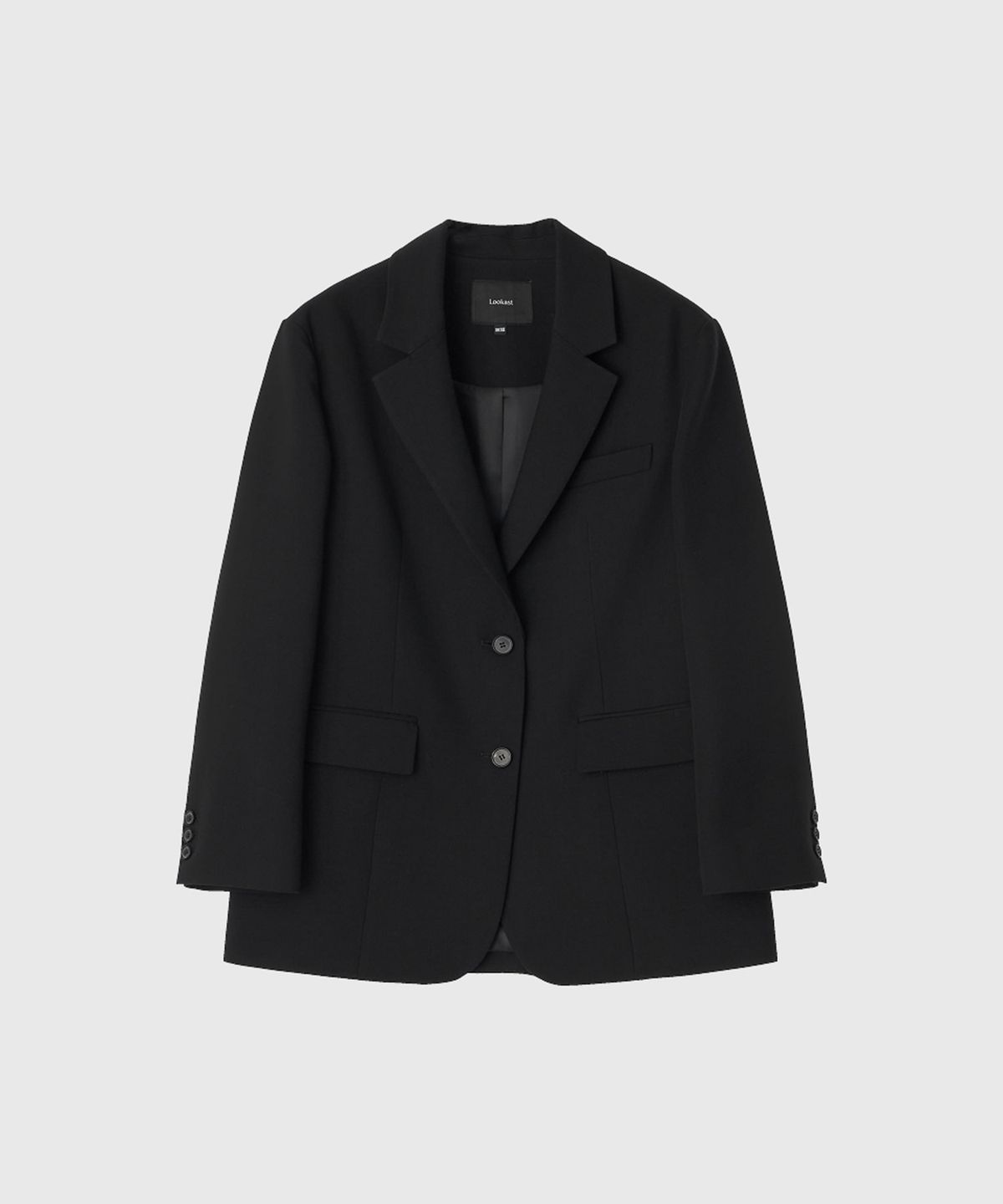 룩캐스트(LOOKAST) 엘리스 미니멀 오버사이즈 자켓_블랙 / ELISE MINIMAL OVERSIZED JACKET_BLACK