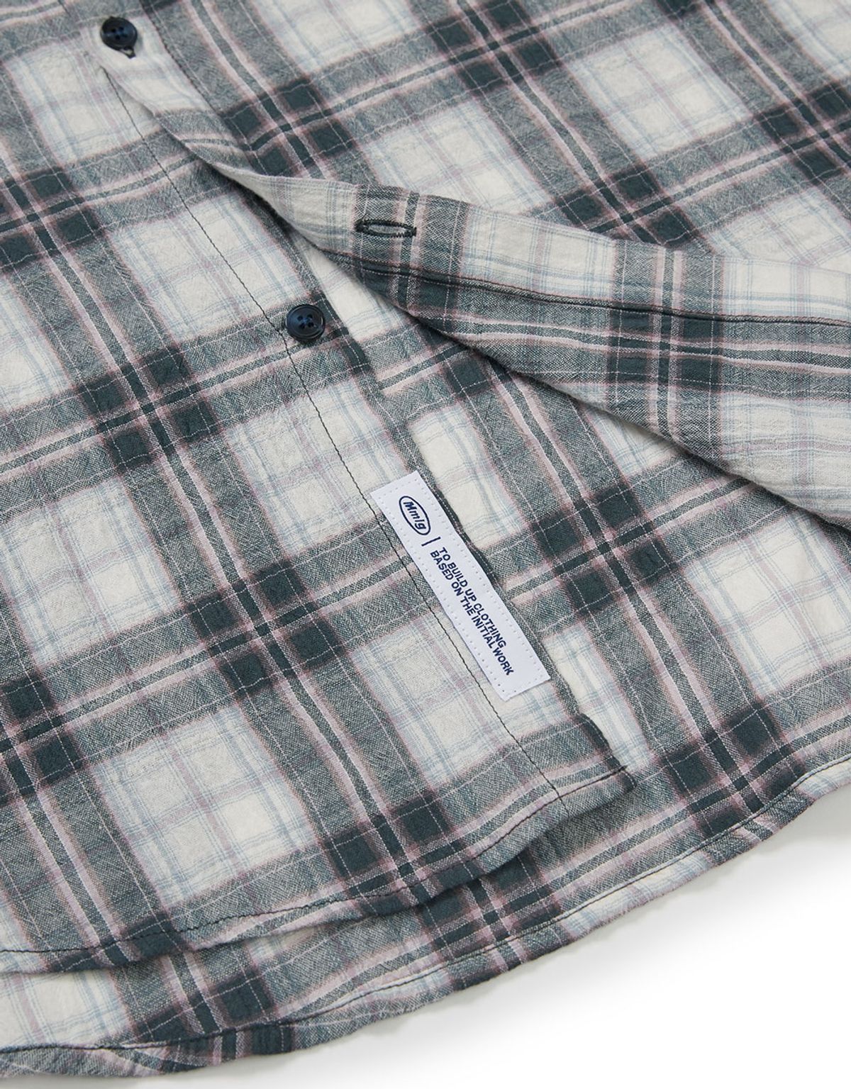 엠엠엘지(MMLG) SERIES LINEN CHECK SHIRT (NAVY)