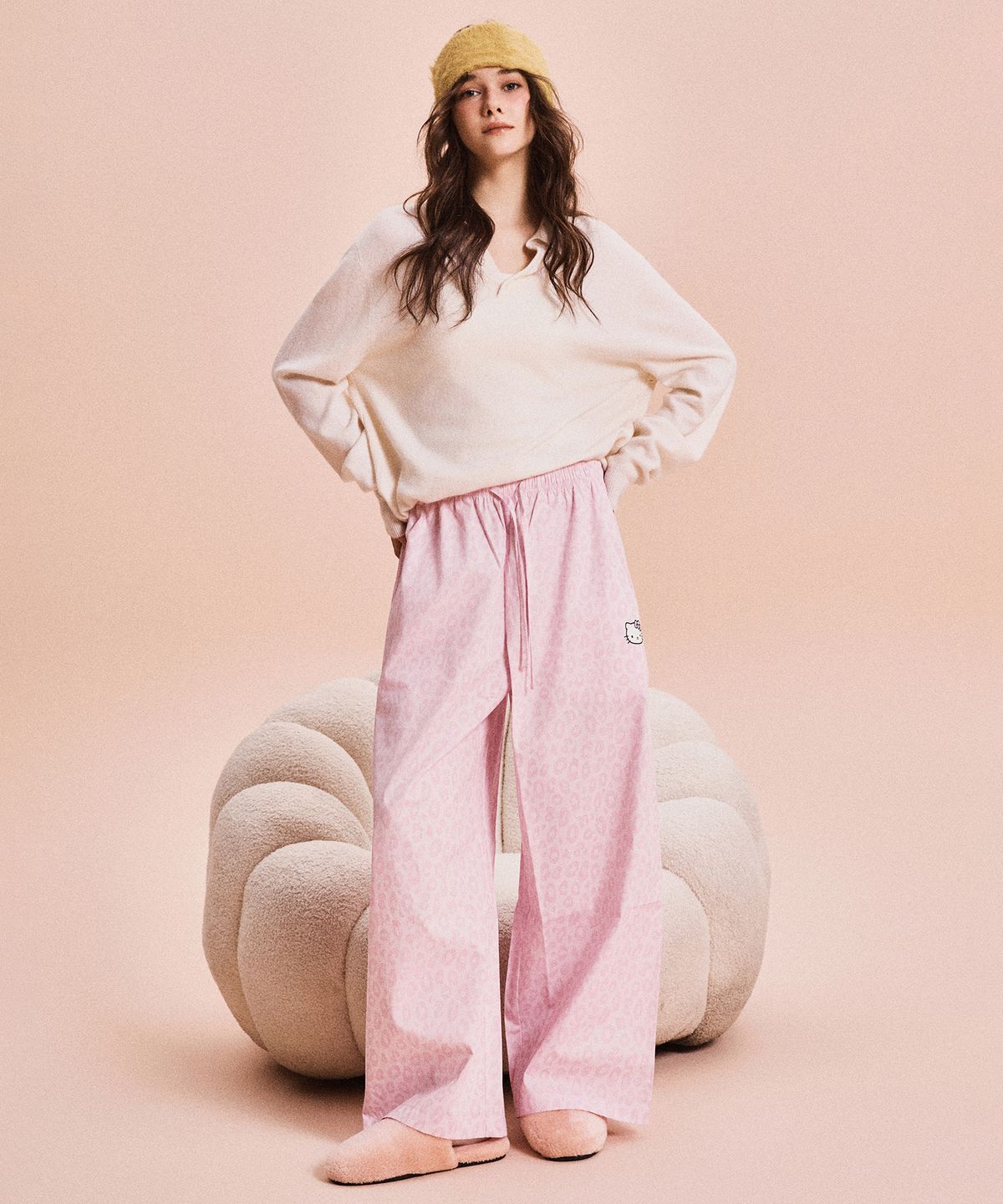 스파오(SPAO) [산리오캐릭터즈] 헬로키티 레오파드 잠옷바지(LIGHT PINK)_SPPPG23U07