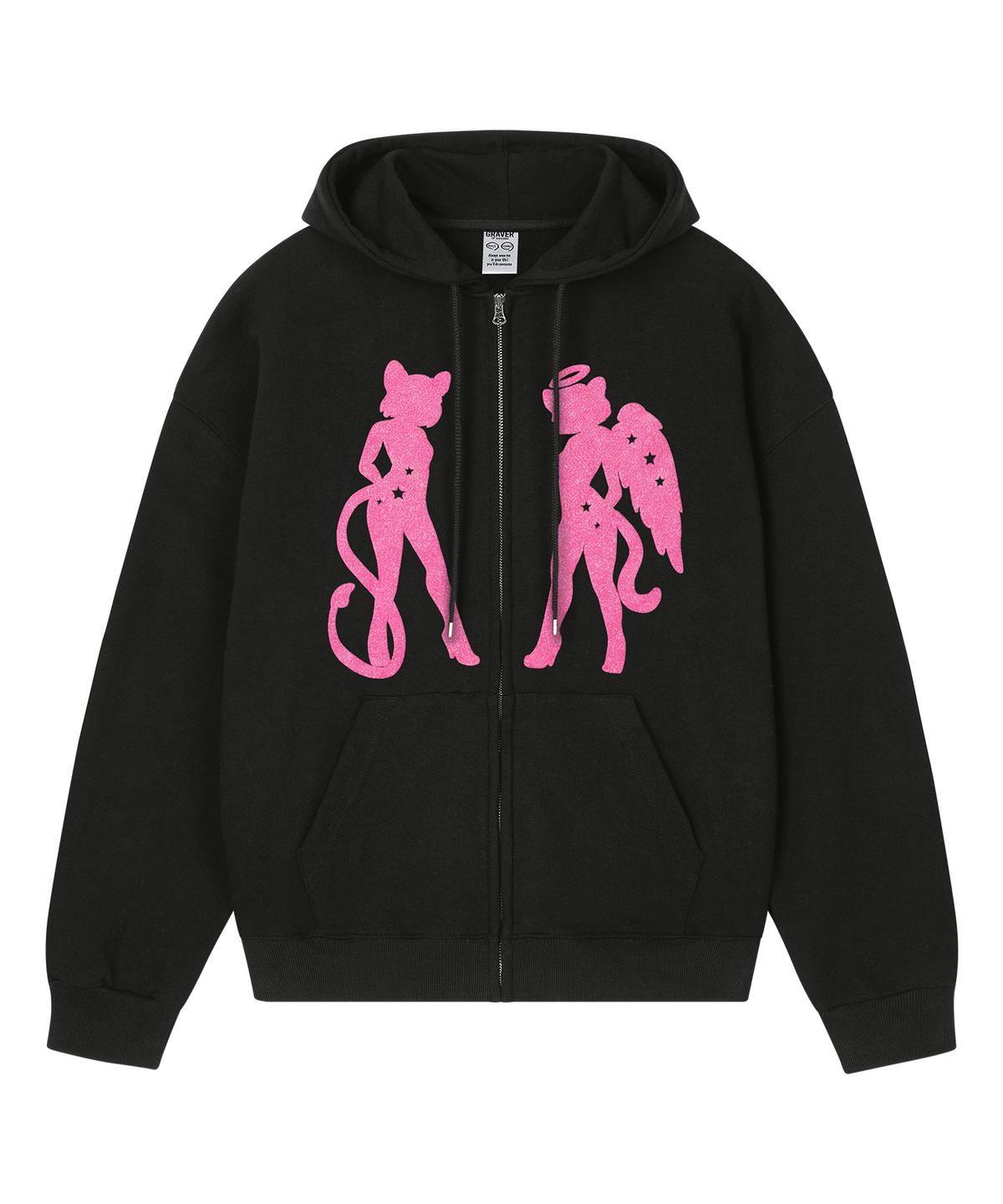 그레이버(GRAVER) [UNISEX]CAT GEL 후드집업_BLACK