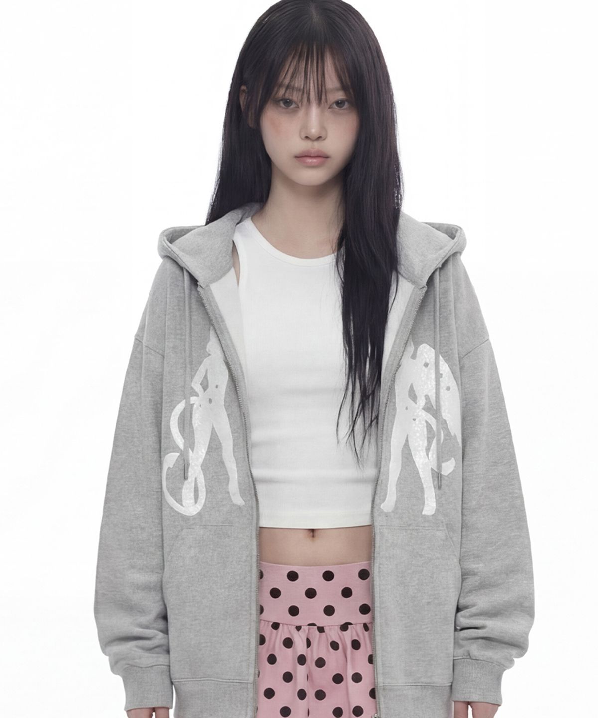 그레이버(GRAVER) [UNISEX]CAT GEL 후드집업_GRAY
