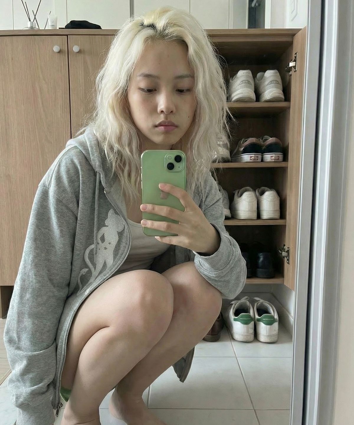 그레이버(GRAVER) [UNISEX]CAT GEL 후드집업_GRAY