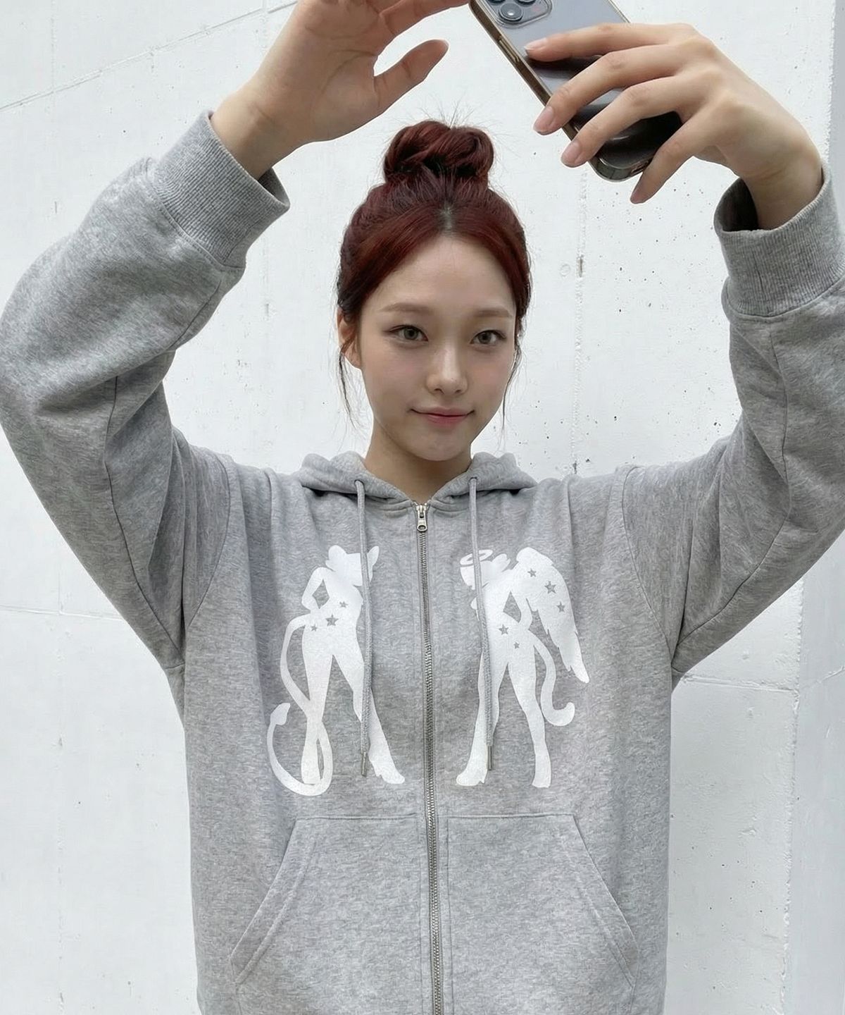 그레이버(GRAVER) [UNISEX]CAT GEL 후드집업_GRAY