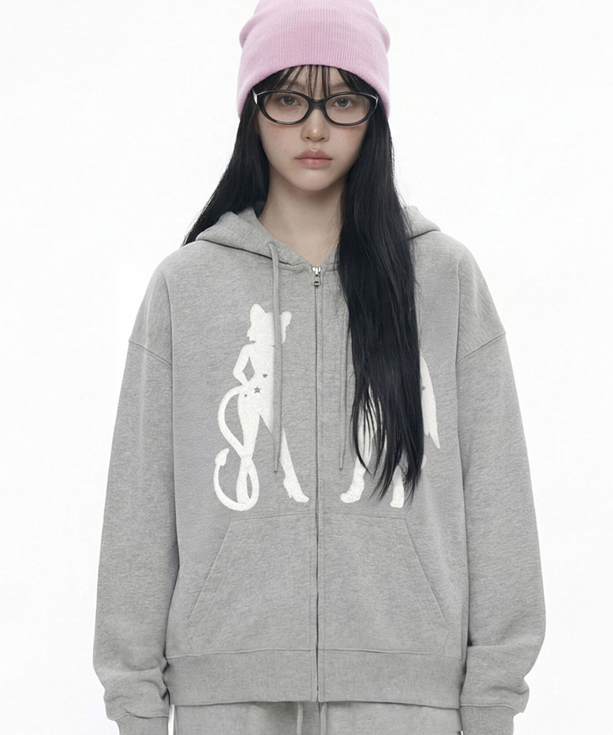 그레이버(GRAVER) [UNISEX]CAT GEL 후드집업_GRAY