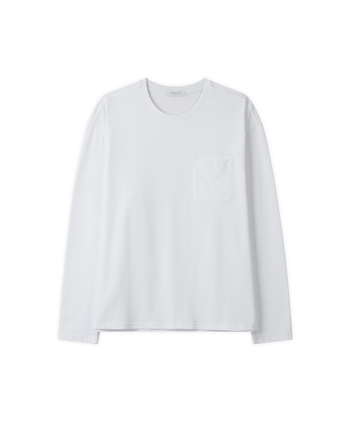 드로우핏(DRAW FIT) 헤일 코튼 포켓 롱 슬리브 티셔츠 [WHITE]