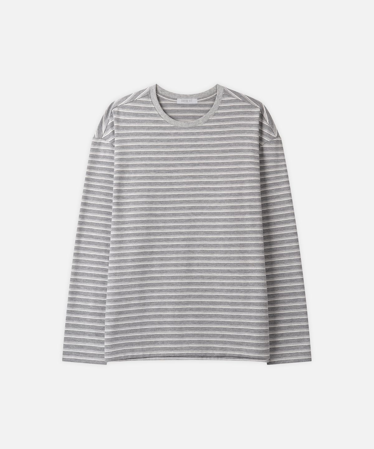드로우핏(DRAW FIT) 콘트라스트 멀티 스트라이프 롱 슬리브 [MELANGE GREY]
