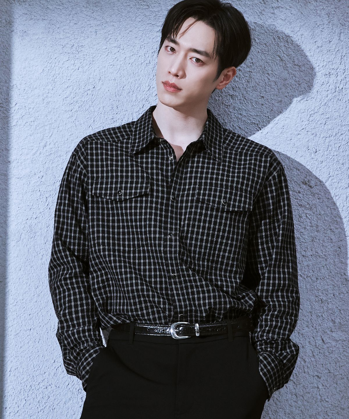 드로우핏(DRAW FIT) 딜런 체크 시어서커 웨스턴 셔츠 [BLACK]