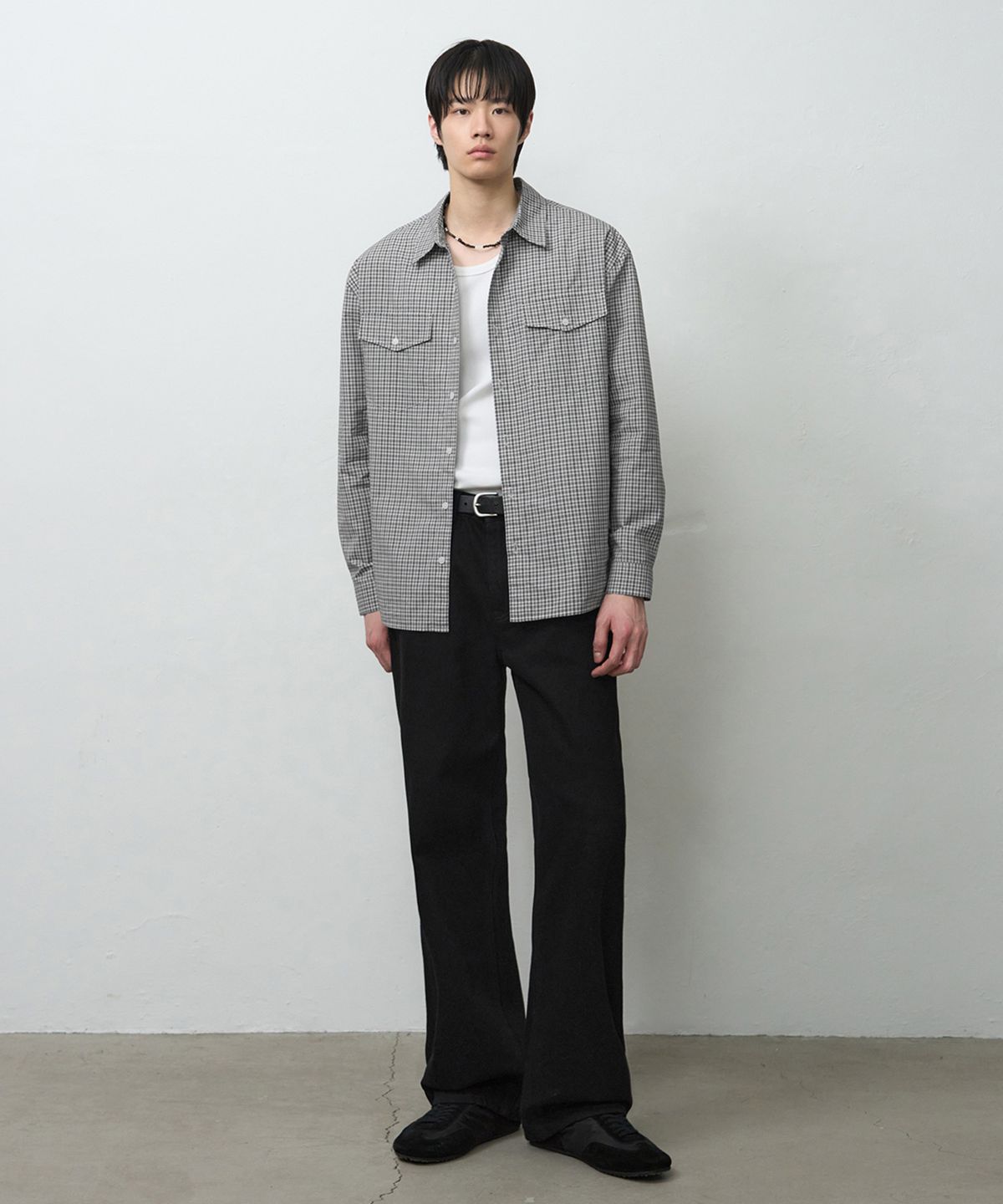 드로우핏(DRAW FIT) 베를린 투포켓 체크 셔츠 [GREY]
