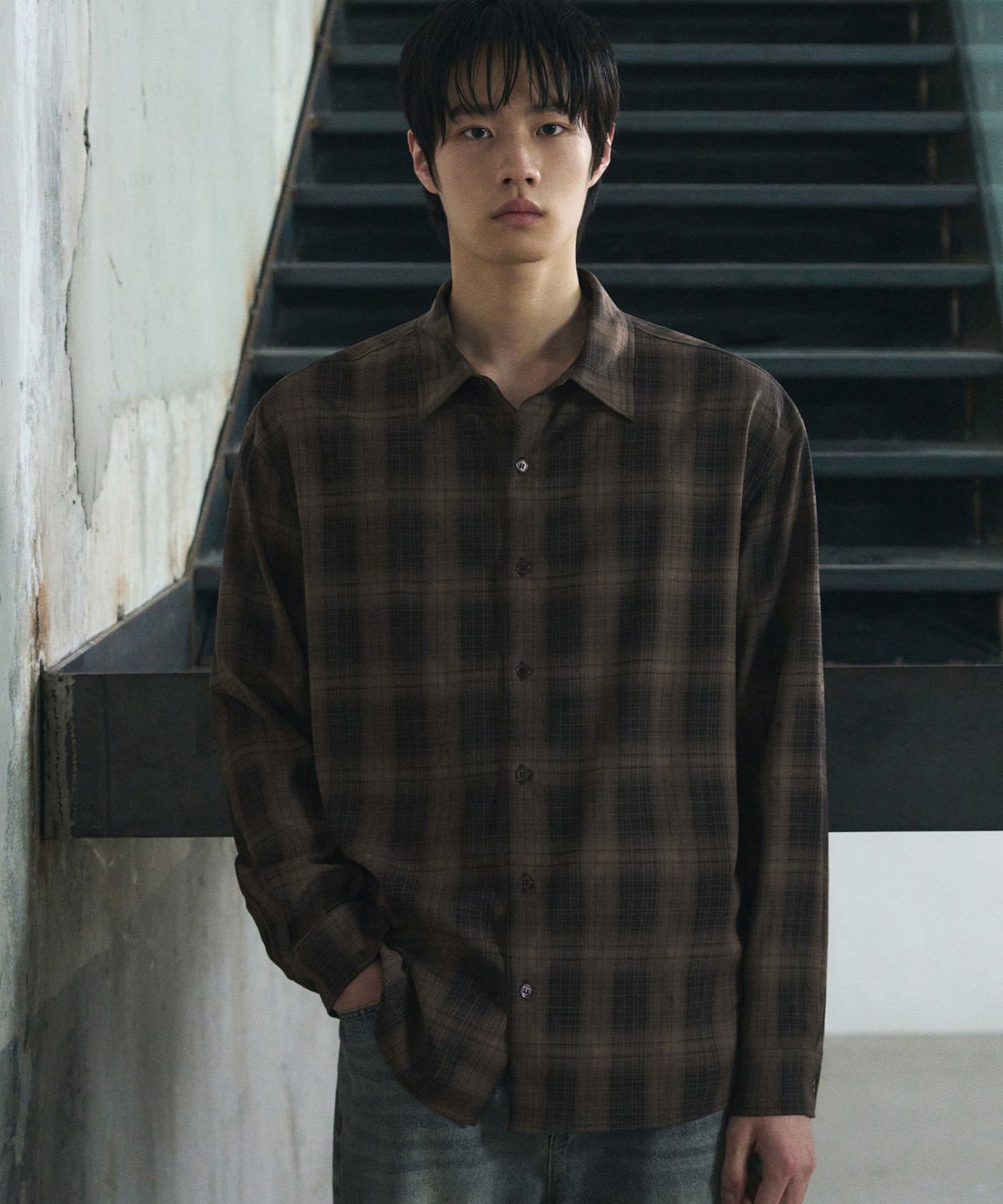 드로우핏(DRAW FIT) 더스크 엠버 체크 셔츠 [BROWN]