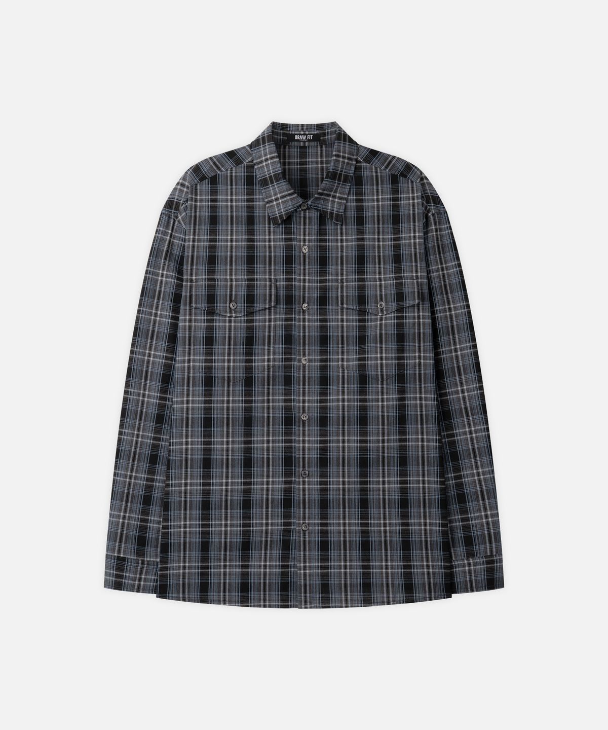 드로우핏(DRAW FIT) 마드라스 투포켓 크롭 체크 셔츠 [DARK BLUE]