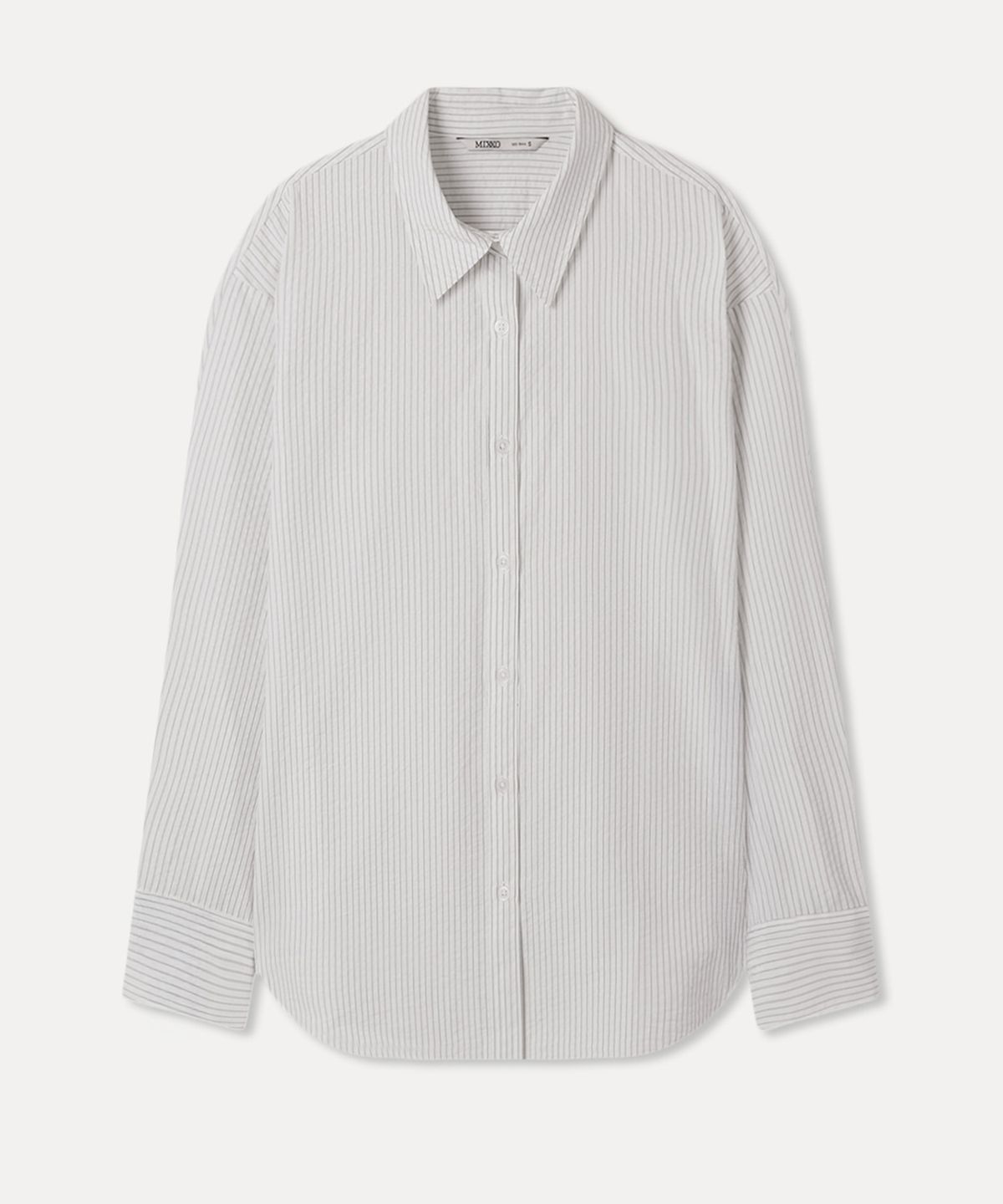 미쏘(MIXXO) 오버핏 스트라이프 셔츠_MIWYWG330A