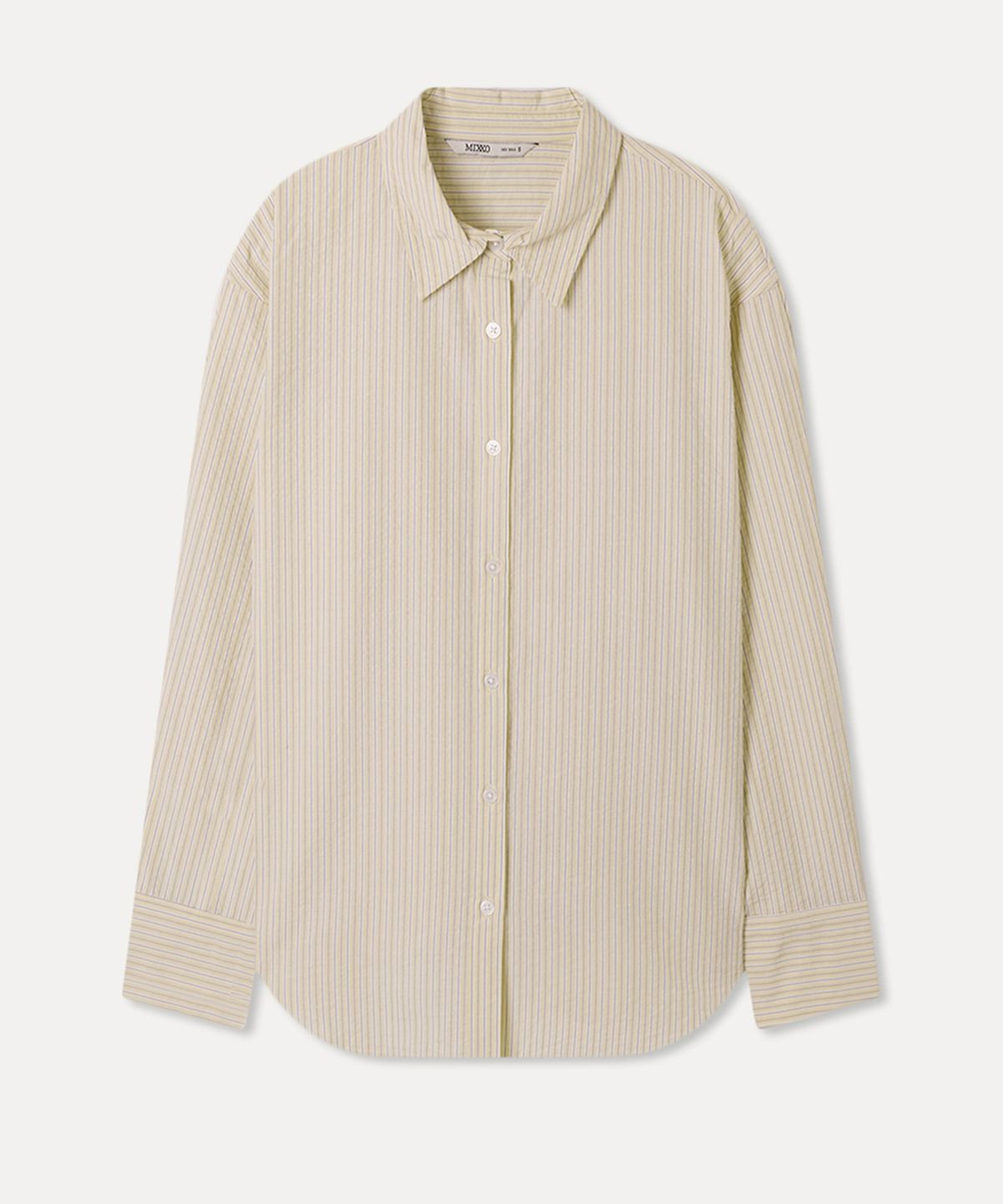 미쏘(MIXXO) 오버핏 스트라이프 셔츠_MIWYWG330A
