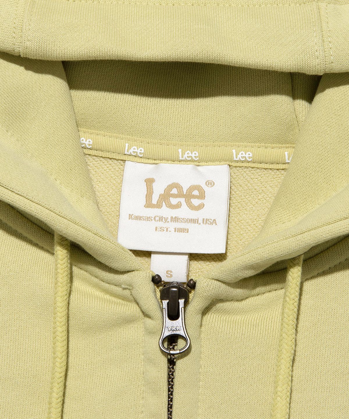 리(LEE) 우먼 타이포 로고 크롭 후드집업 레몬