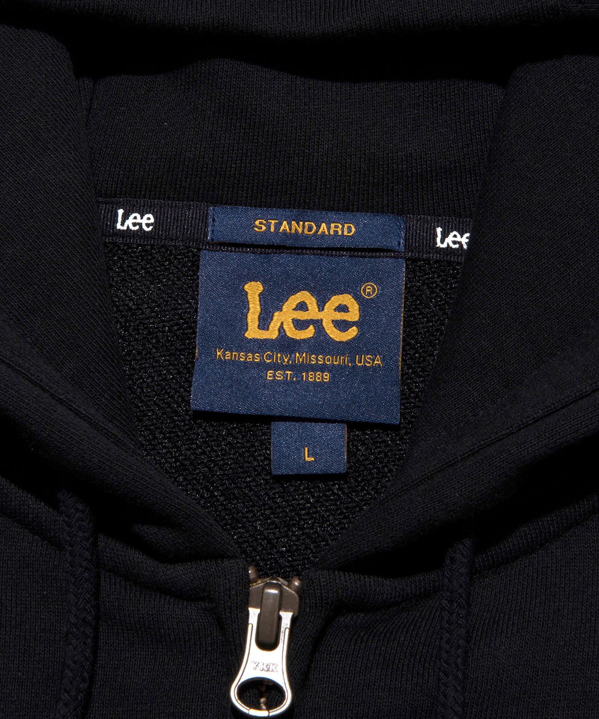 리(LEE) 펠트 트위치 로고 후드 집업 블랙