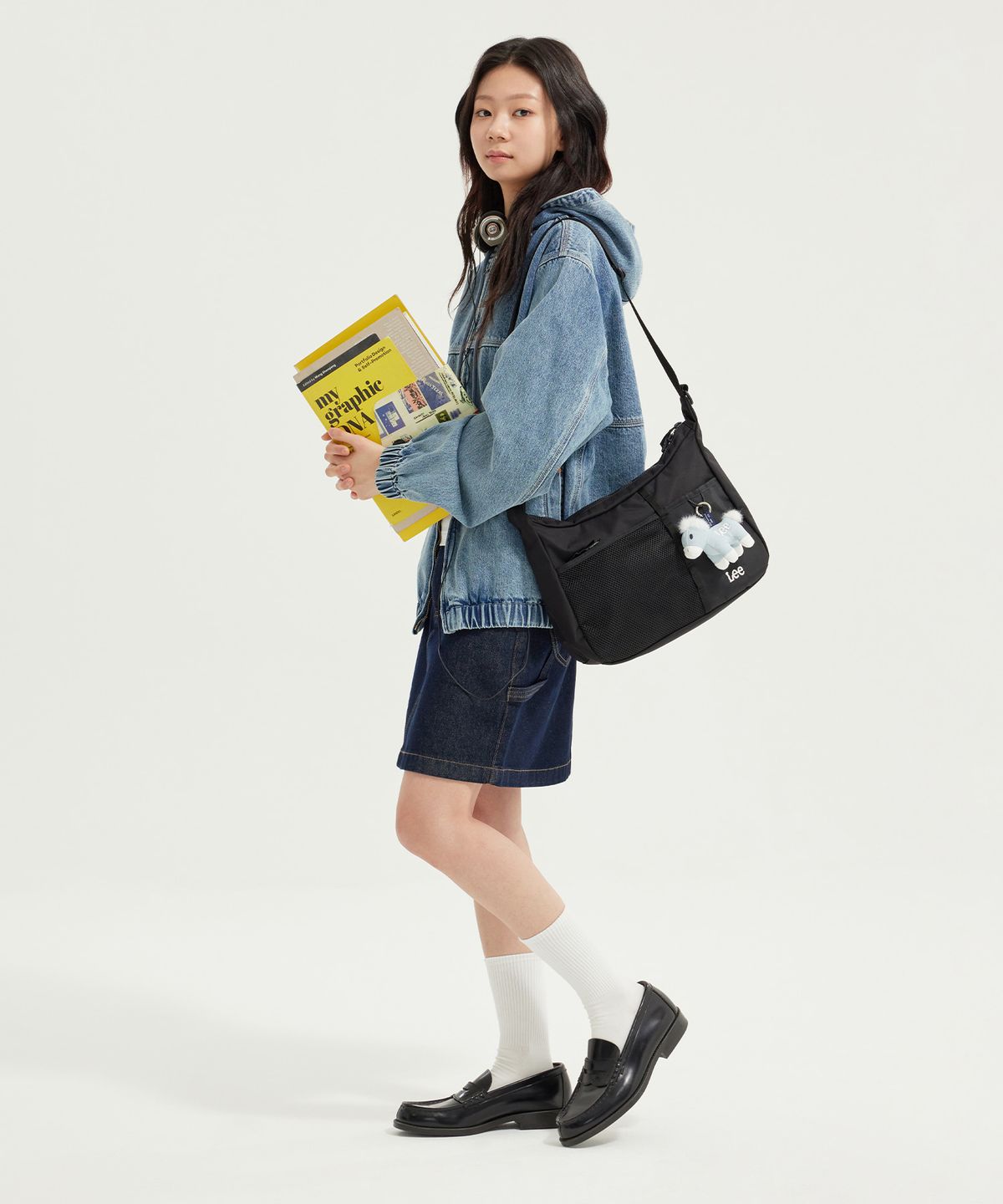 리(LEE) 우먼 페인터 데님 미니 스커트 인디고 로우