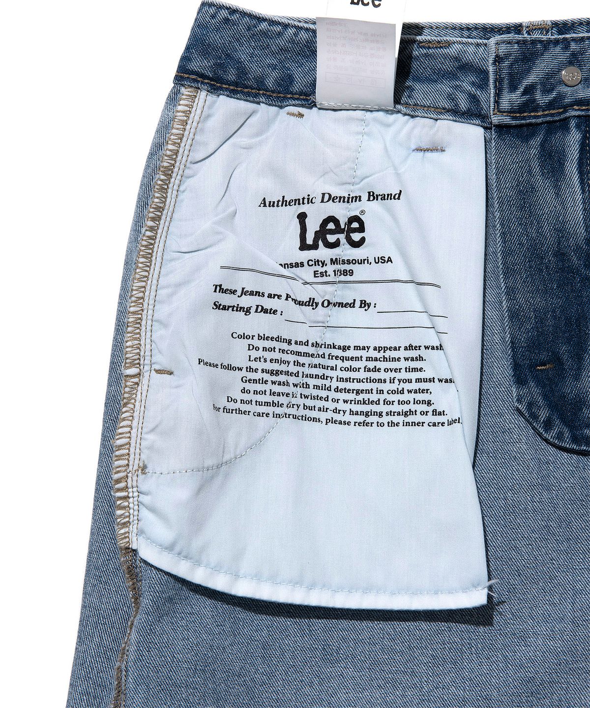 리(LEE) 우먼 페인터 데님 미니 스커트 인디고 라이트