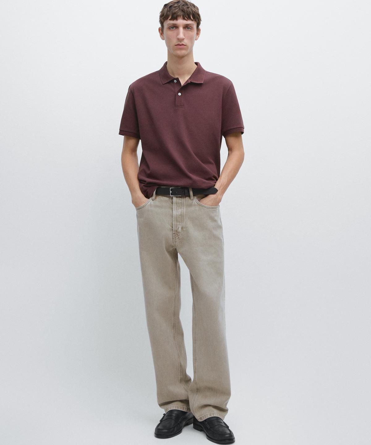 마시모두띠(MASSIMO DUTTI) 마이크로텍스처드 코튼 피케 폴로 셔츠