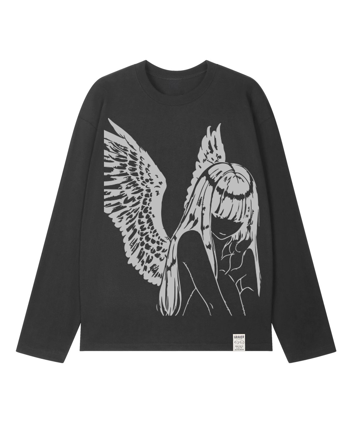 그레이버(GRAVER) [UNISEX]HALO 롱슬리브 티셔츠_CHARCOAL