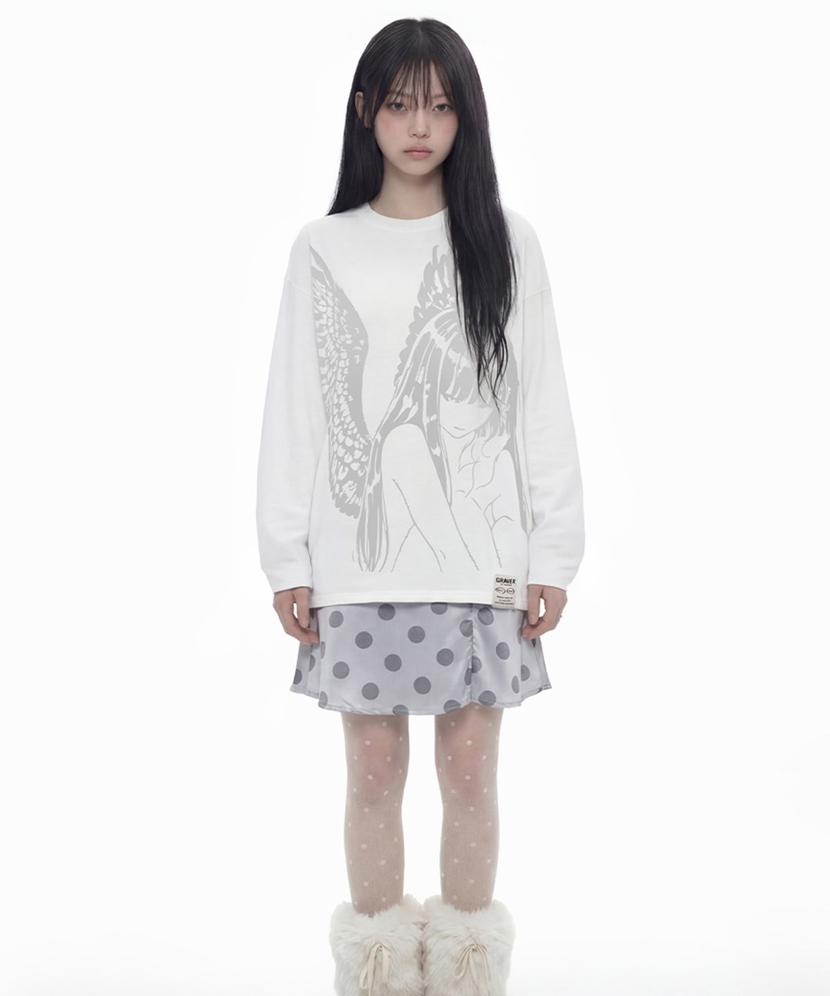 그레이버(GRAVER) [UNISEX]HALO 롱슬리브 티셔츠_WHITE