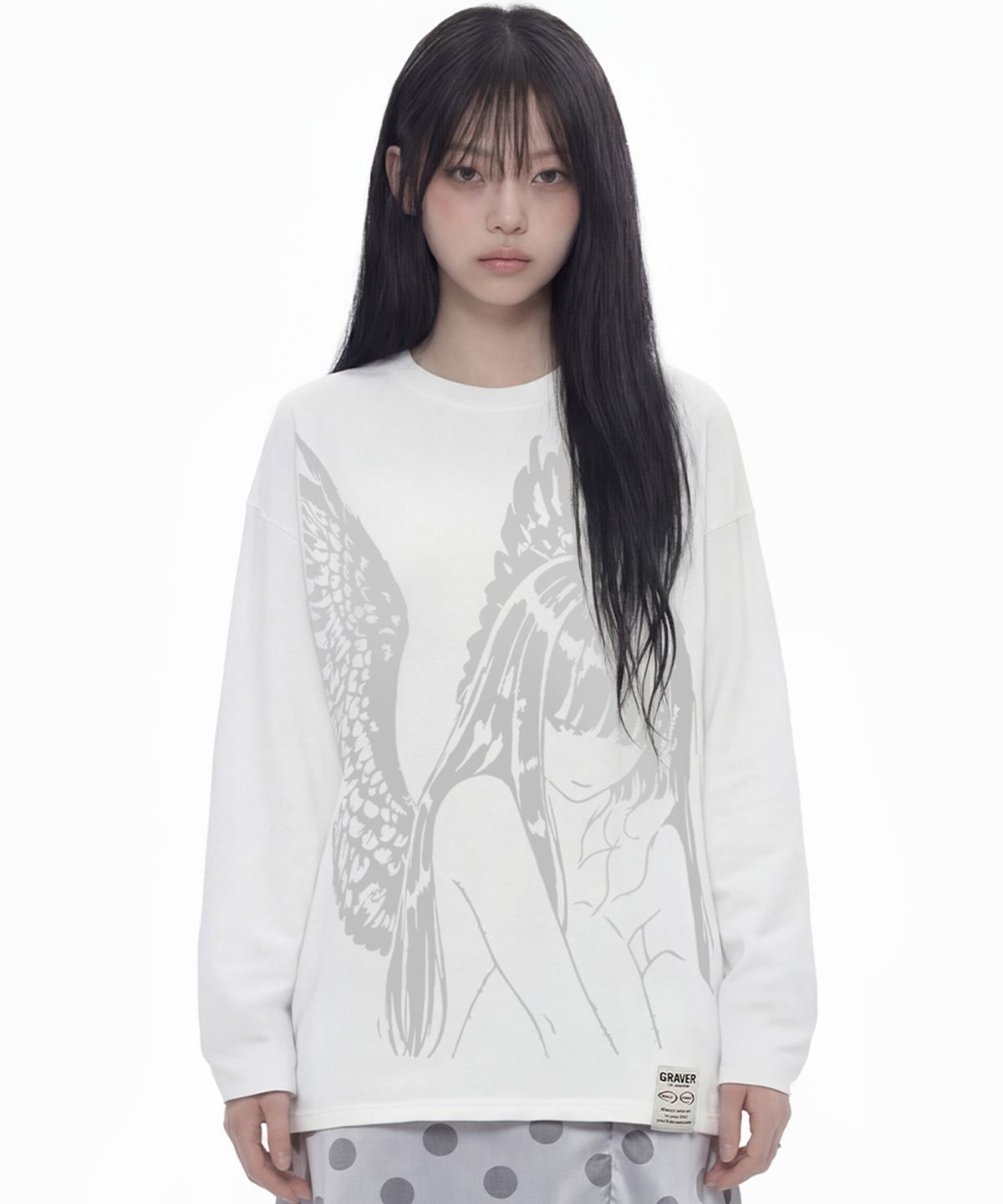 그레이버(GRAVER) [UNISEX]HALO 롱슬리브 티셔츠_WHITE