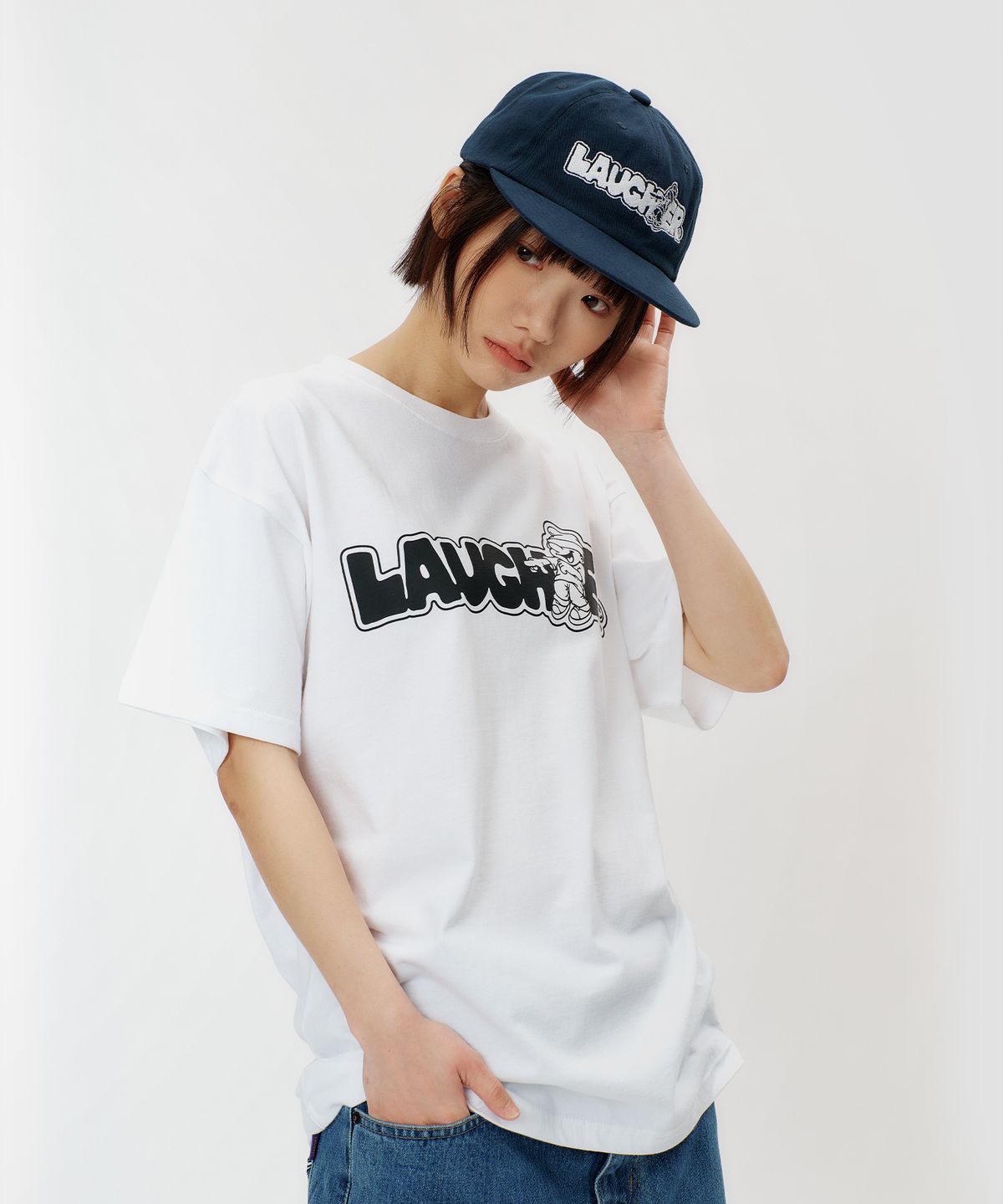 라퍼(LAUGHER) 시그니처 로고 볼캡 - 네이비