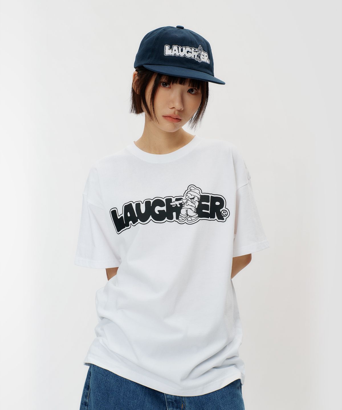 라퍼(LAUGHER) 시그니처 로고 볼캡 - 네이비