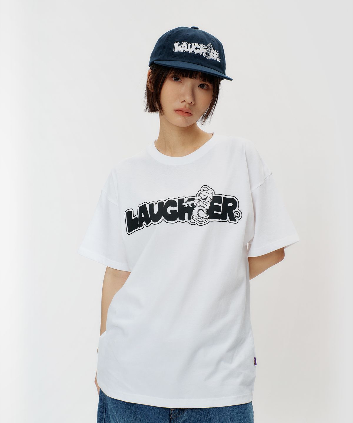라퍼(LAUGHER) 시그니처 로고 볼캡 - 네이비