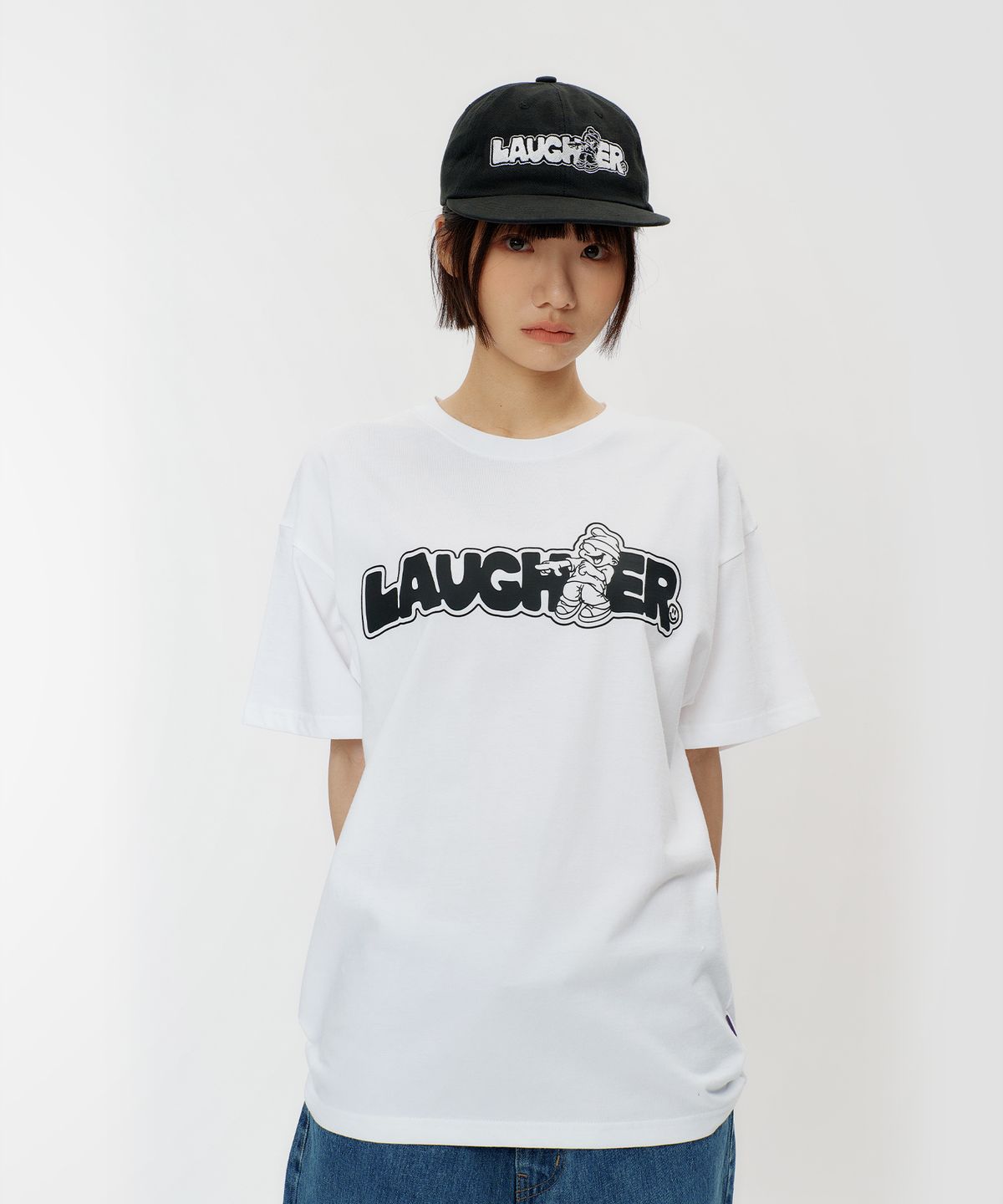 라퍼(LAUGHER) 시그니처 로고 볼캡 - 블랙