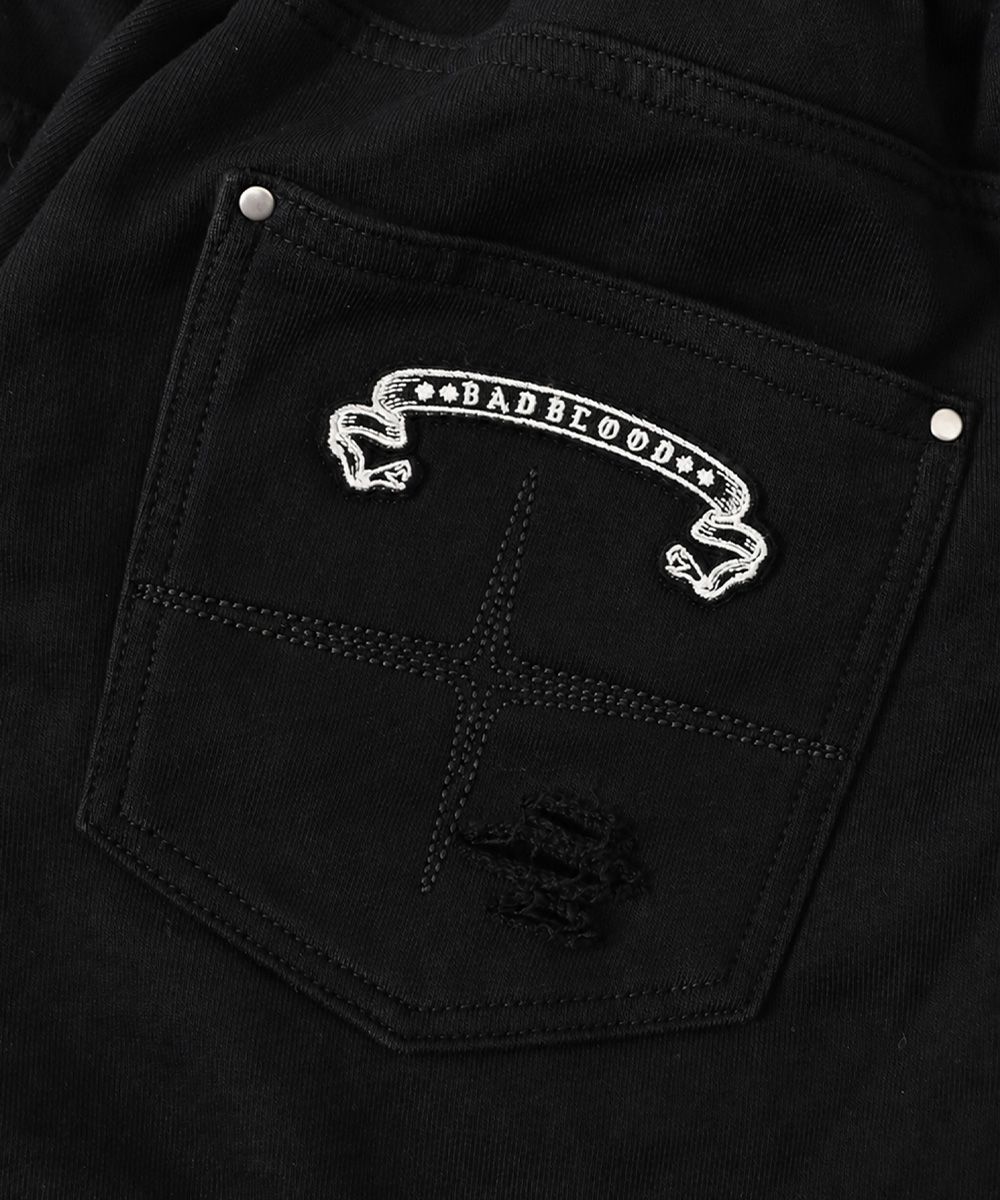 배드블러드(BADBLOOD) Destroyed Raw-Edge Joggers - Black - 사이즈