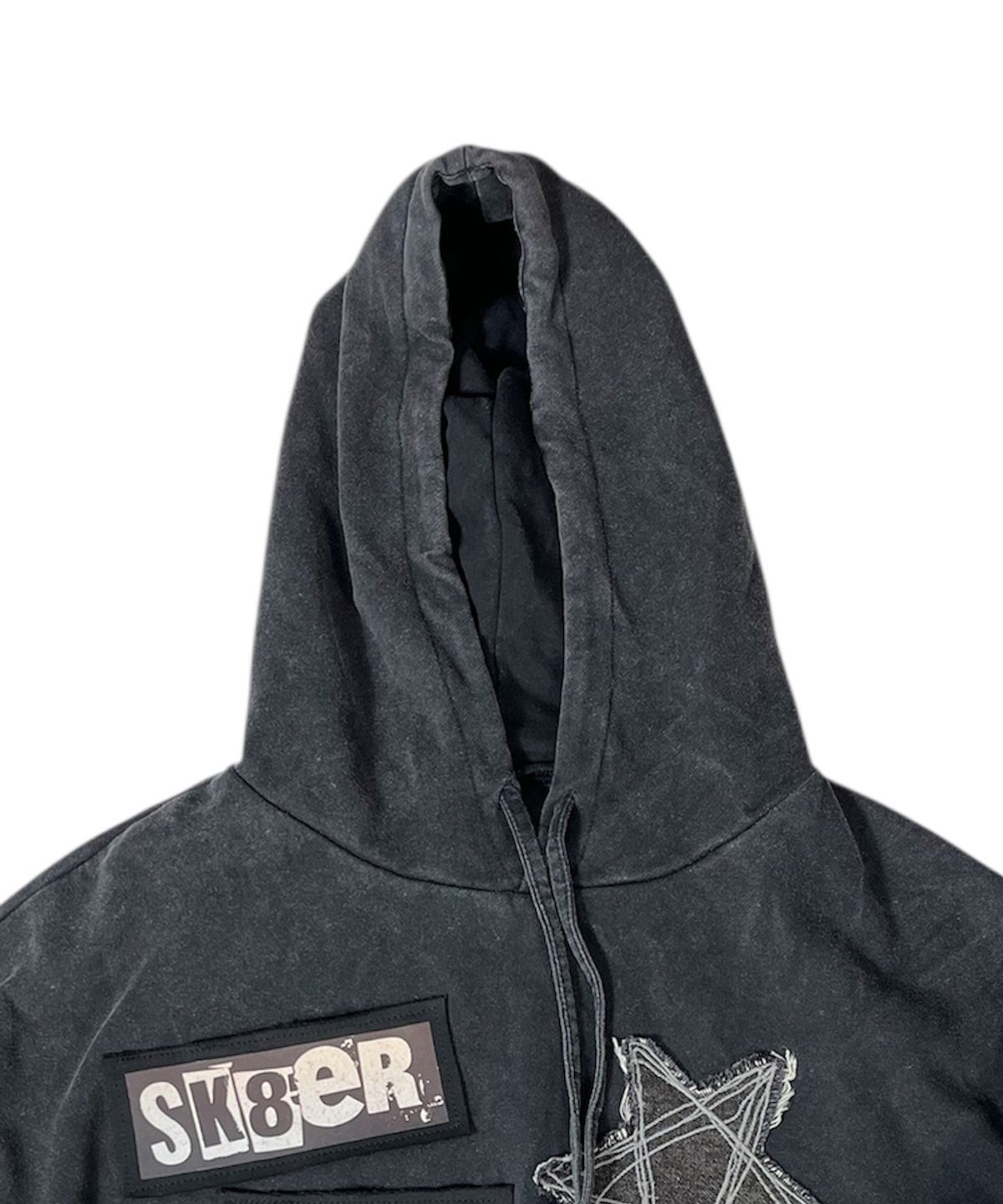 스케이터락(SK8ER ROCK) Rock Star Vintage Washing Hoodie ((washed black))