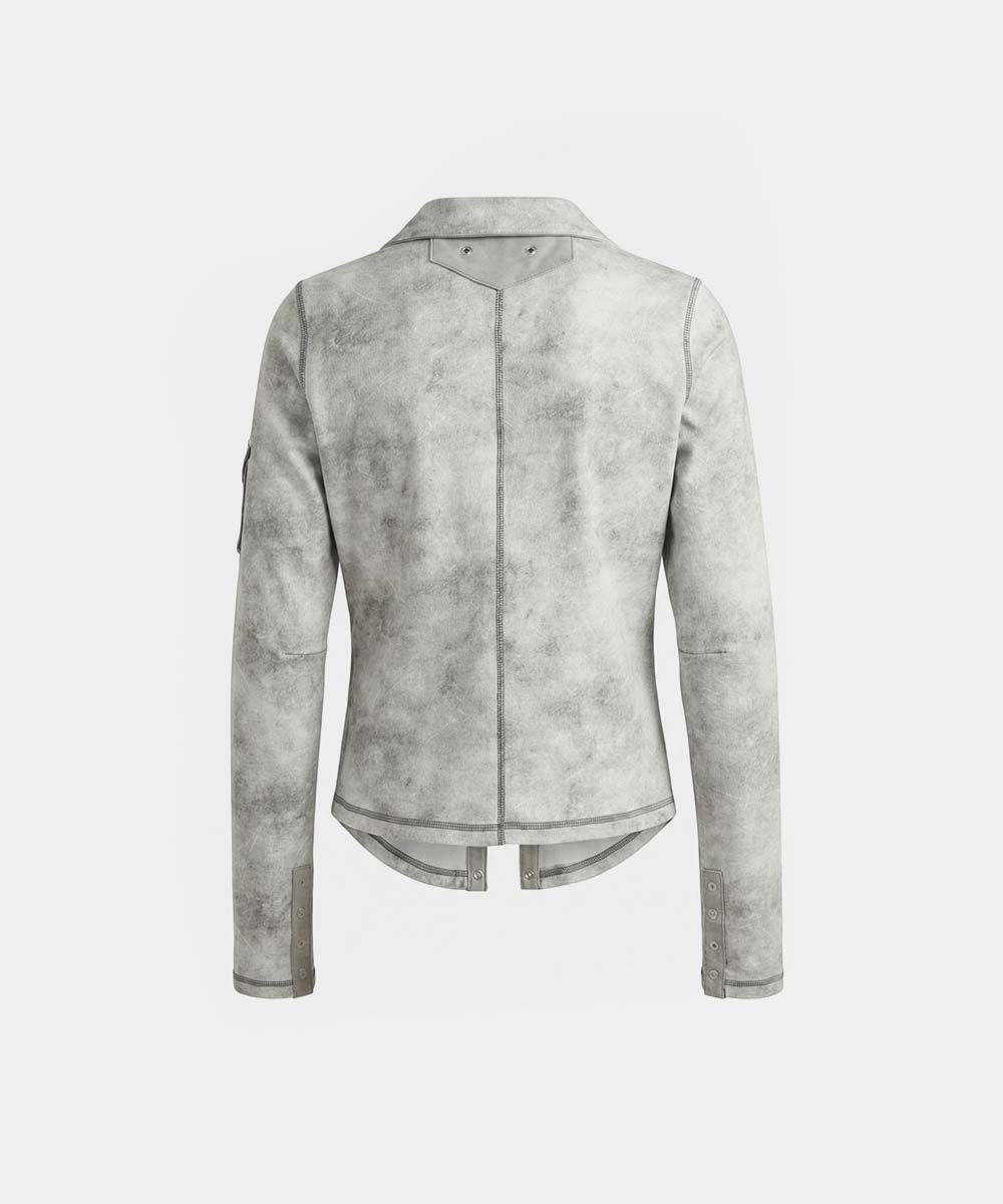 トップス BADBLOOD ViperCotton RibHenleyNeck White 배드블러드(BADBLOOD) Viper Cotton Rib V-Neck Collared Zip-Up
