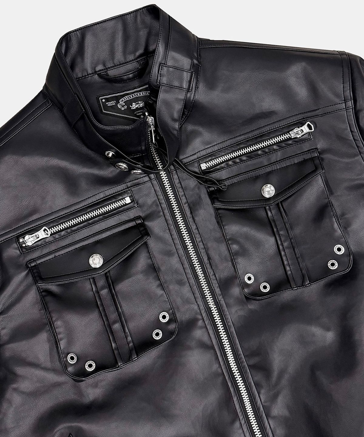 배드블러드(BADBLOOD) Daytona High-Neck Bomber Jacket - Black Leather