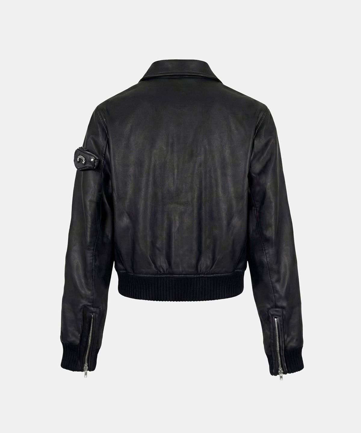 배드블러드(BADBLOOD) Monza Eyelet Bomber Jacket - Black Leather