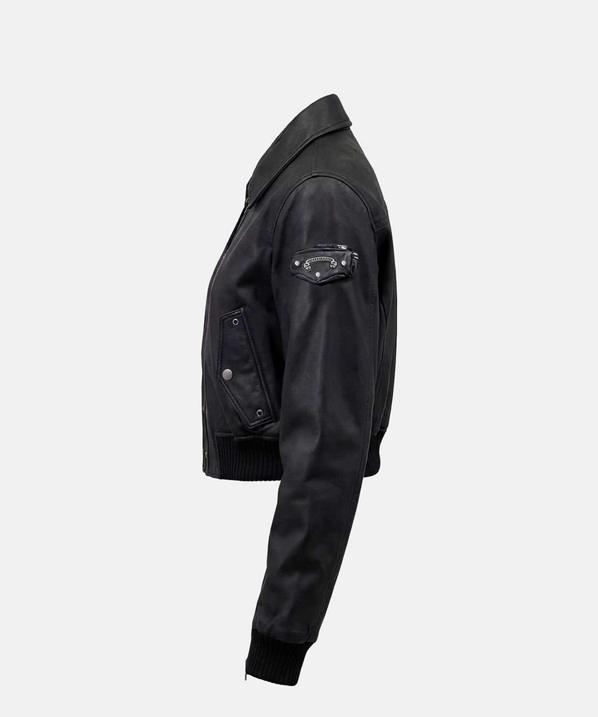 배드블러드(BADBLOOD) Monza Eyelet Bomber Jacket - Black Leather