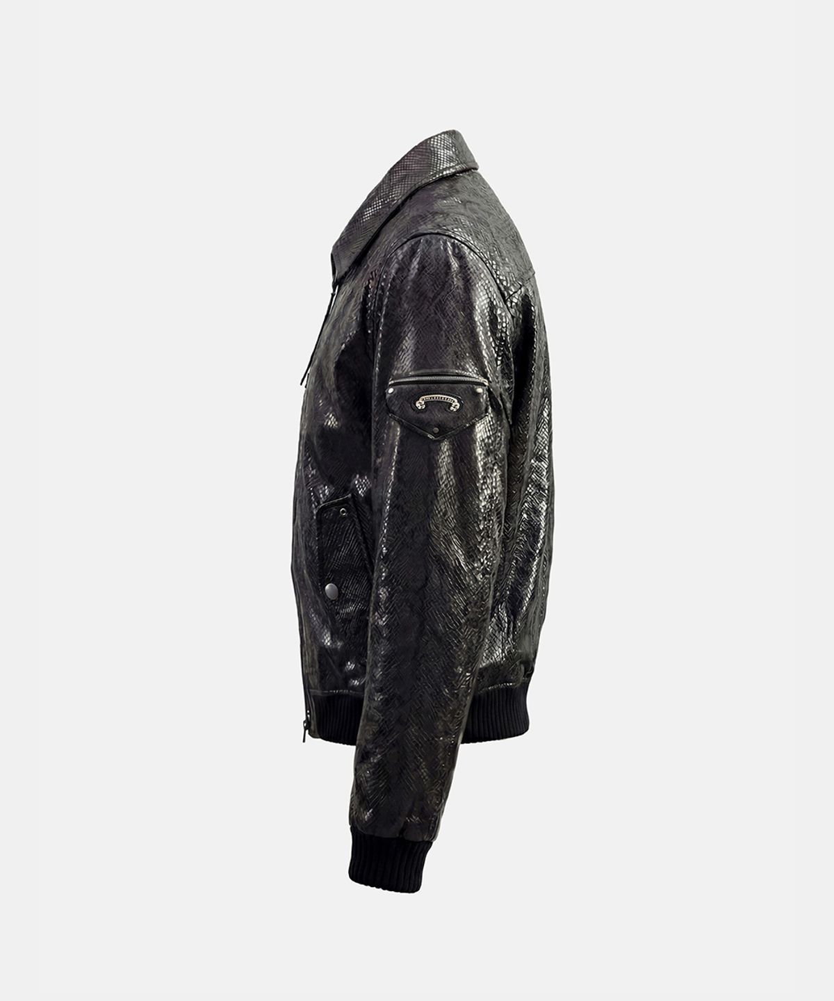 배드블러드(BADBLOOD) Monza Eyelet Bomber Jacket - Python Leather