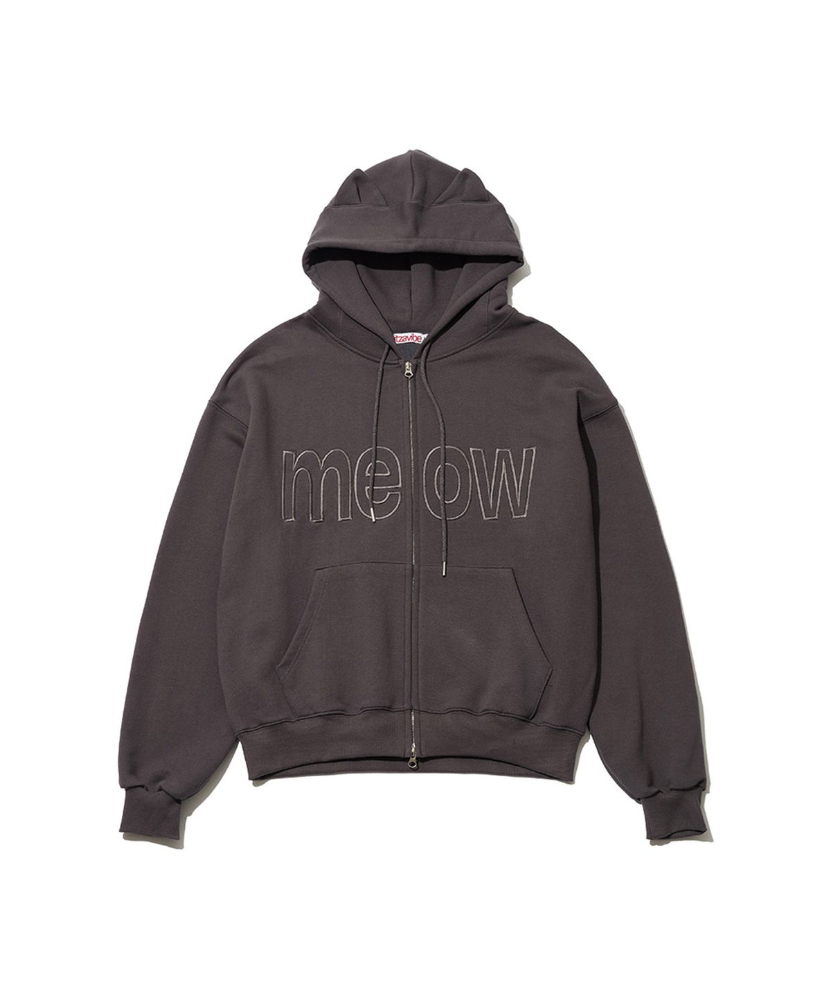 잇자바이브(ITZAVIBE) MEOW CAT EAR HOODIE ZIP UP - CHARCOAL