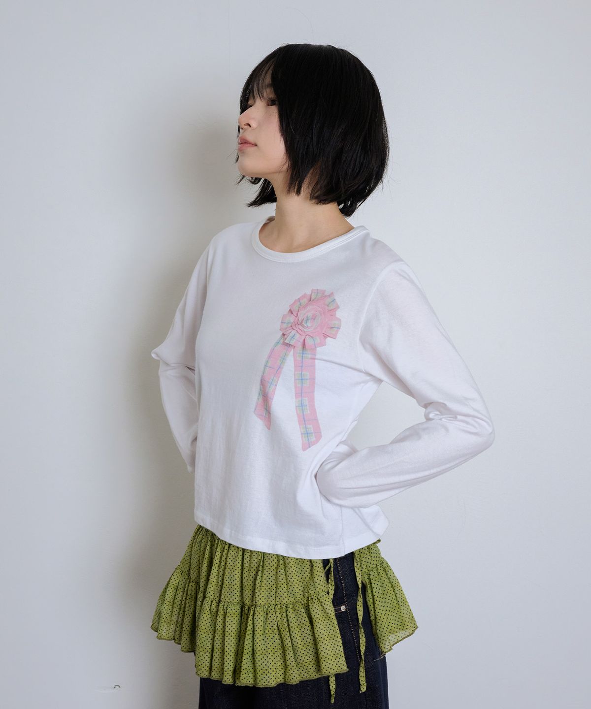 잇자바이브(ITZAVIBE) CORSAGE SIDE POINT SLIM LONG SLEEVE
