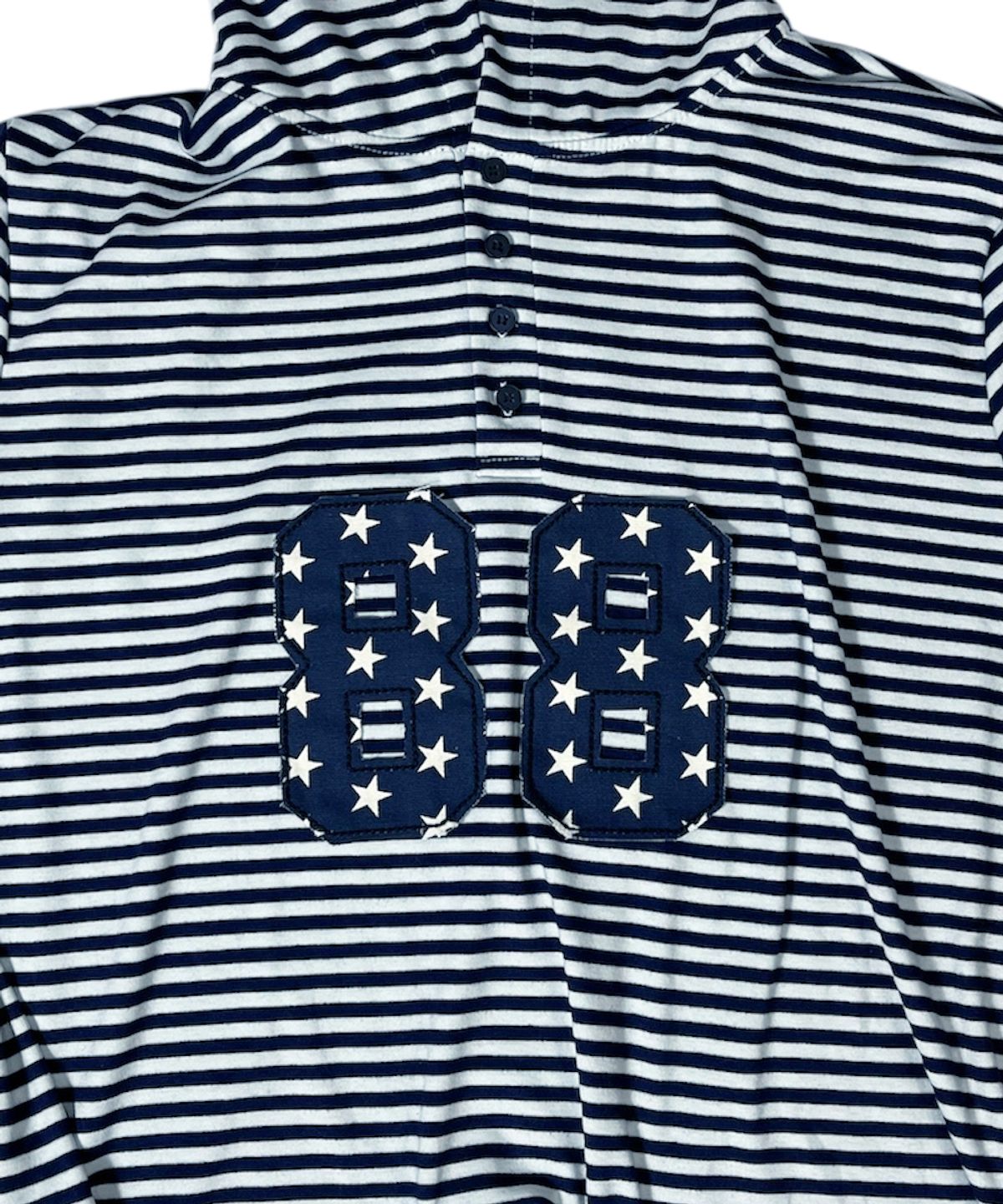 스케이터락(SK8ER ROCK) 88 Stripe Henley Neck Hoodie ((white*navy))