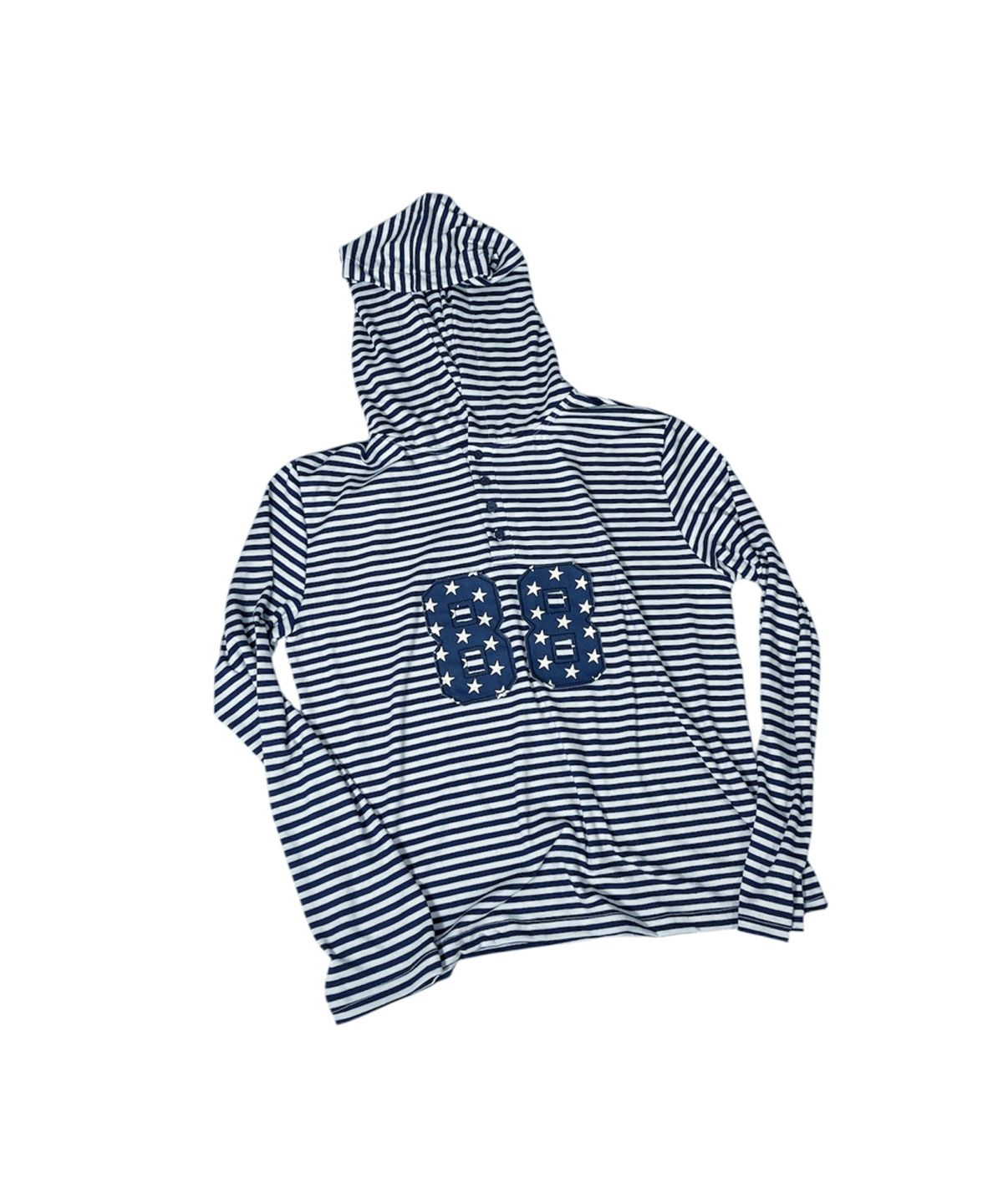 스케이터락(SK8ER ROCK) 88 Stripe Henley Neck Hoodie ((white*navy))