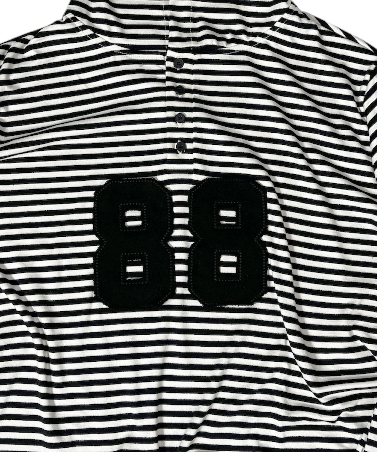 스케이터락(SK8ER ROCK) 88 Stripe Henley Neck Hoodie ((ivory*black))