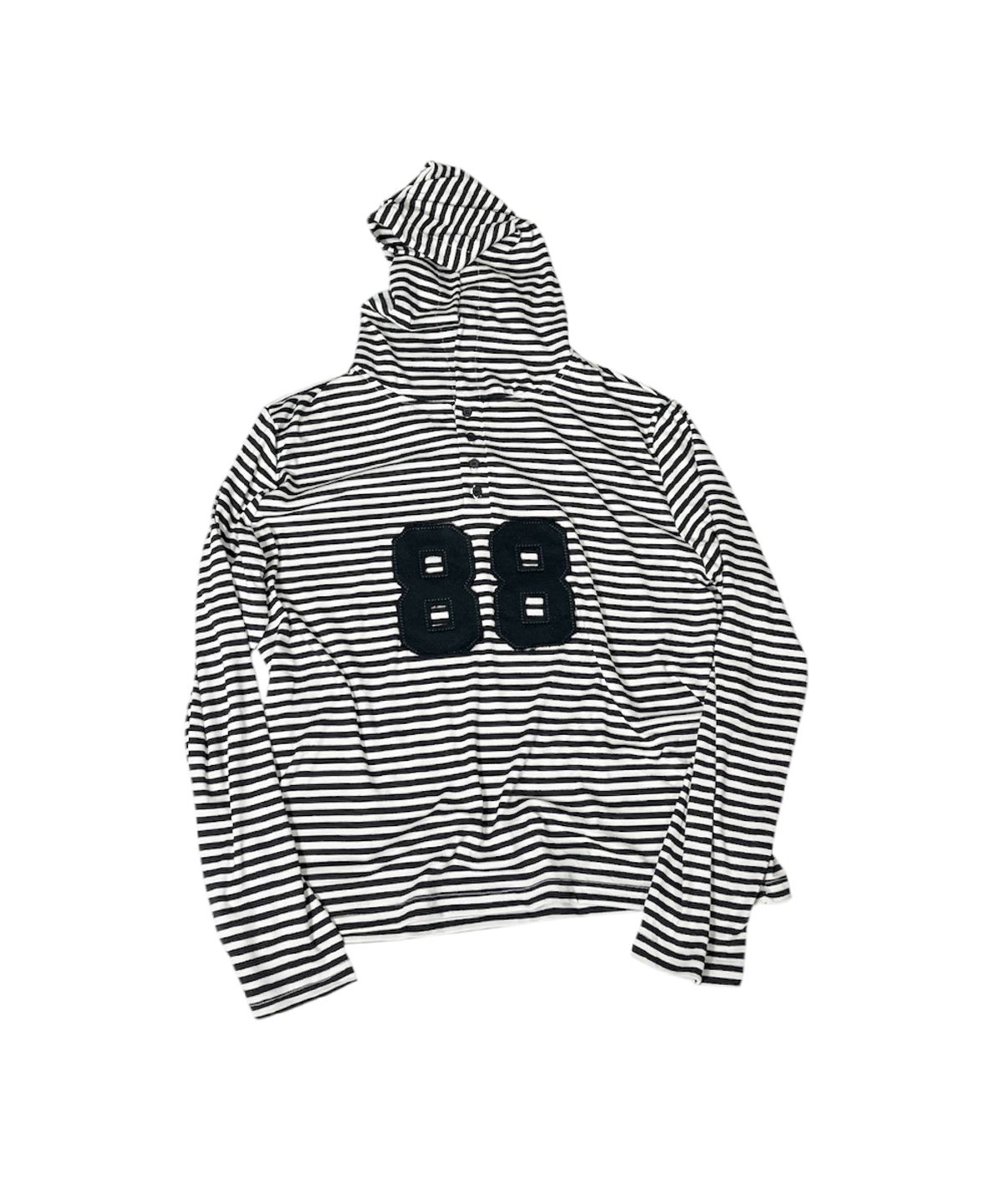 스케이터락(SK8ER ROCK) 88 Stripe Henley Neck Hoodie ((ivory*black))