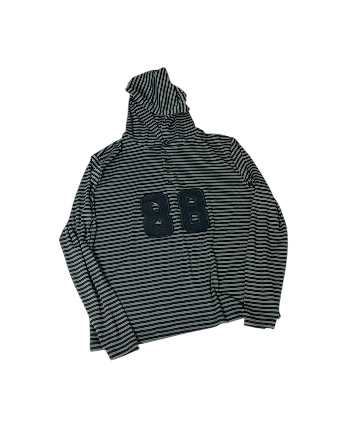 스케이터락(SK8ER ROCK) 88 Stripe Henley Neck Hoodie ((gray*black))