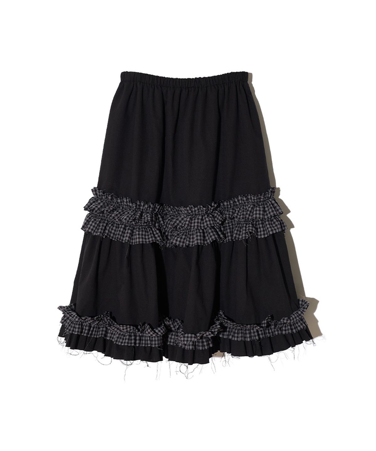 잇자바이브(ITZAVIBE) RUFFLE POINT SKIRT - BLACK