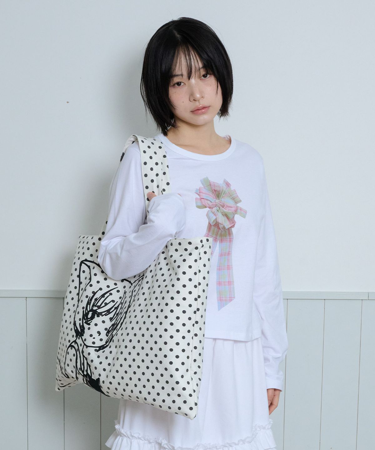 잇자바이브(ITZAVIBE) CAT GIRL DOT REVERSIBLE BAG