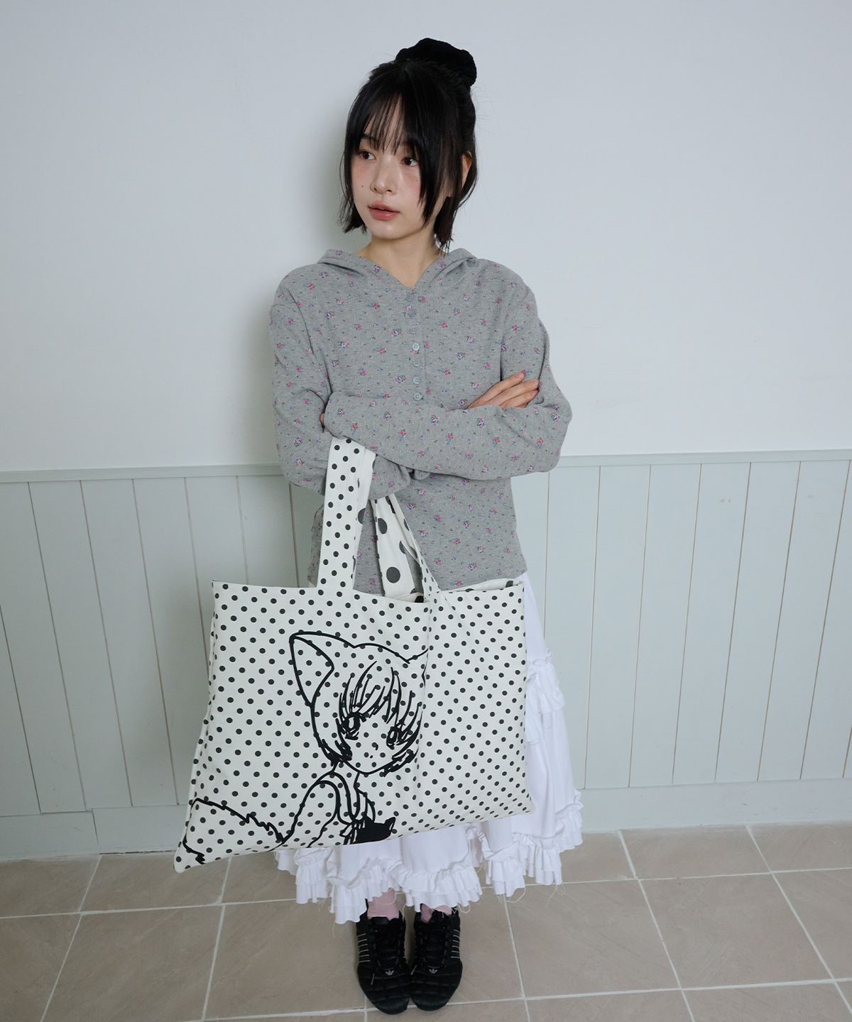 잇자바이브(ITZAVIBE) CAT GIRL DOT REVERSIBLE BAG