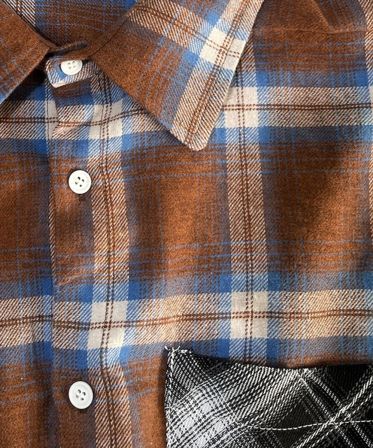 스케이터락(SK8ER ROCK) Mix Check Oversized Shirt ((brown))
