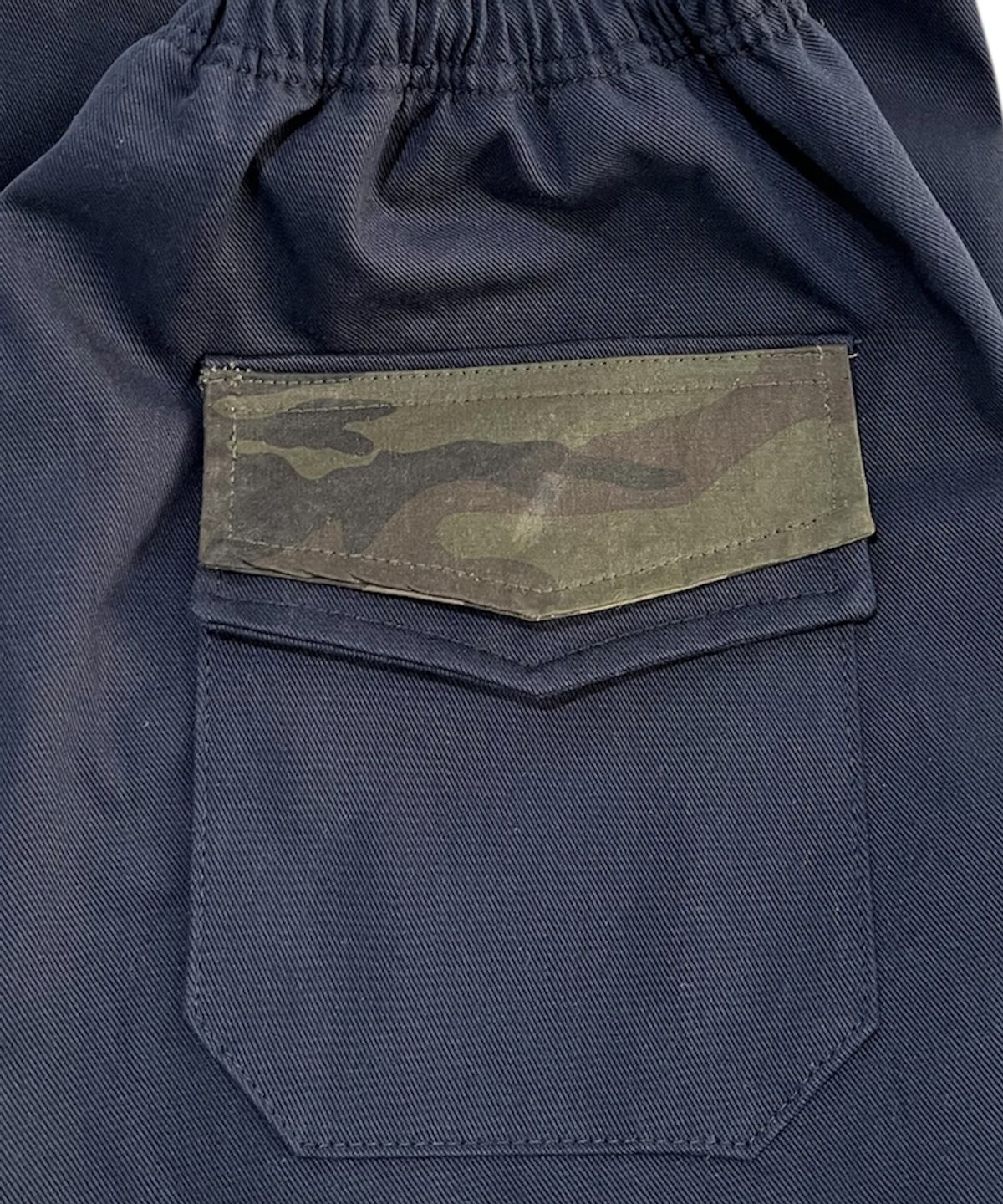 스케이터락(SK8ER ROCK) Camo Flap Cotton Wide Pants ((navy))