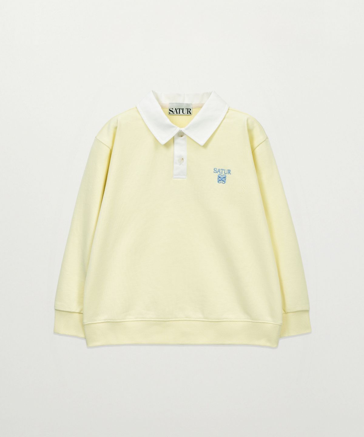 세터 키즈(SATUR KIDS) (K) 로고 칼라 스웨트셔츠 라이트 옐로우